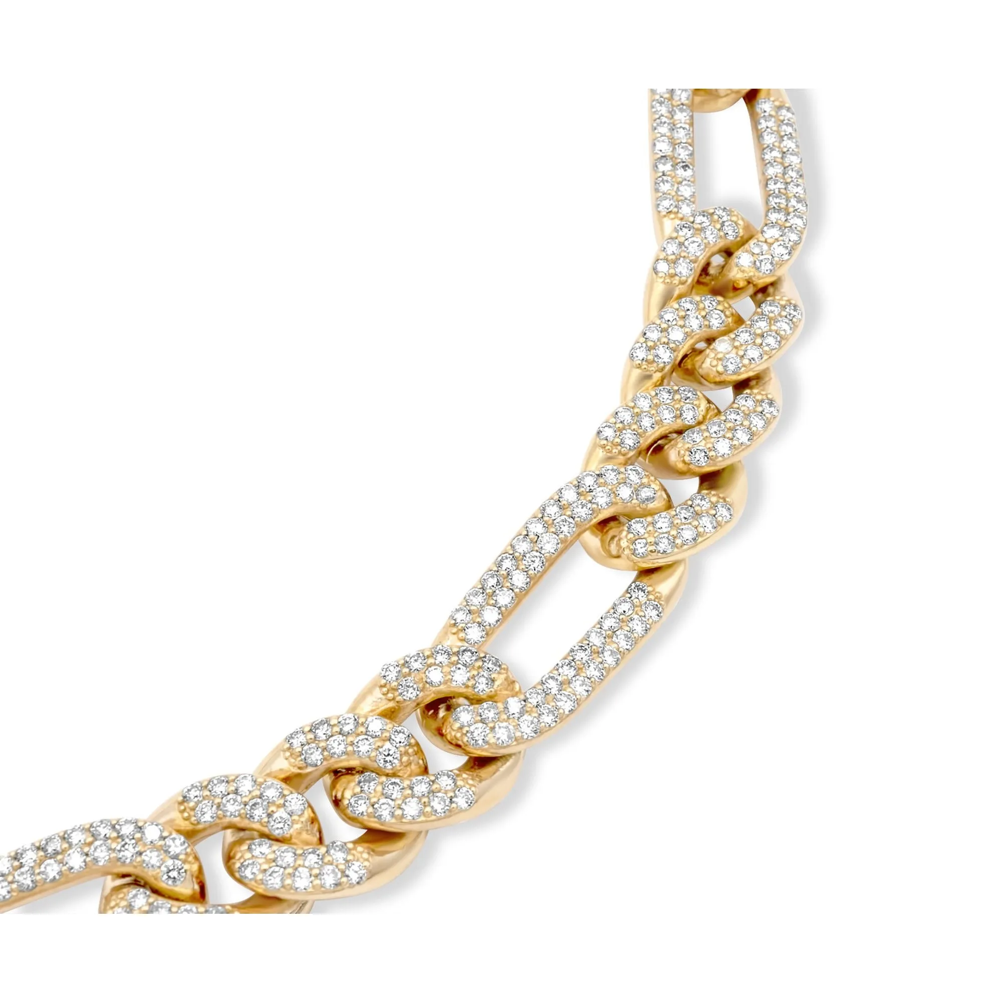 14k Solid Yellow Gold Diamond Figaro Chain 17.00 ctw