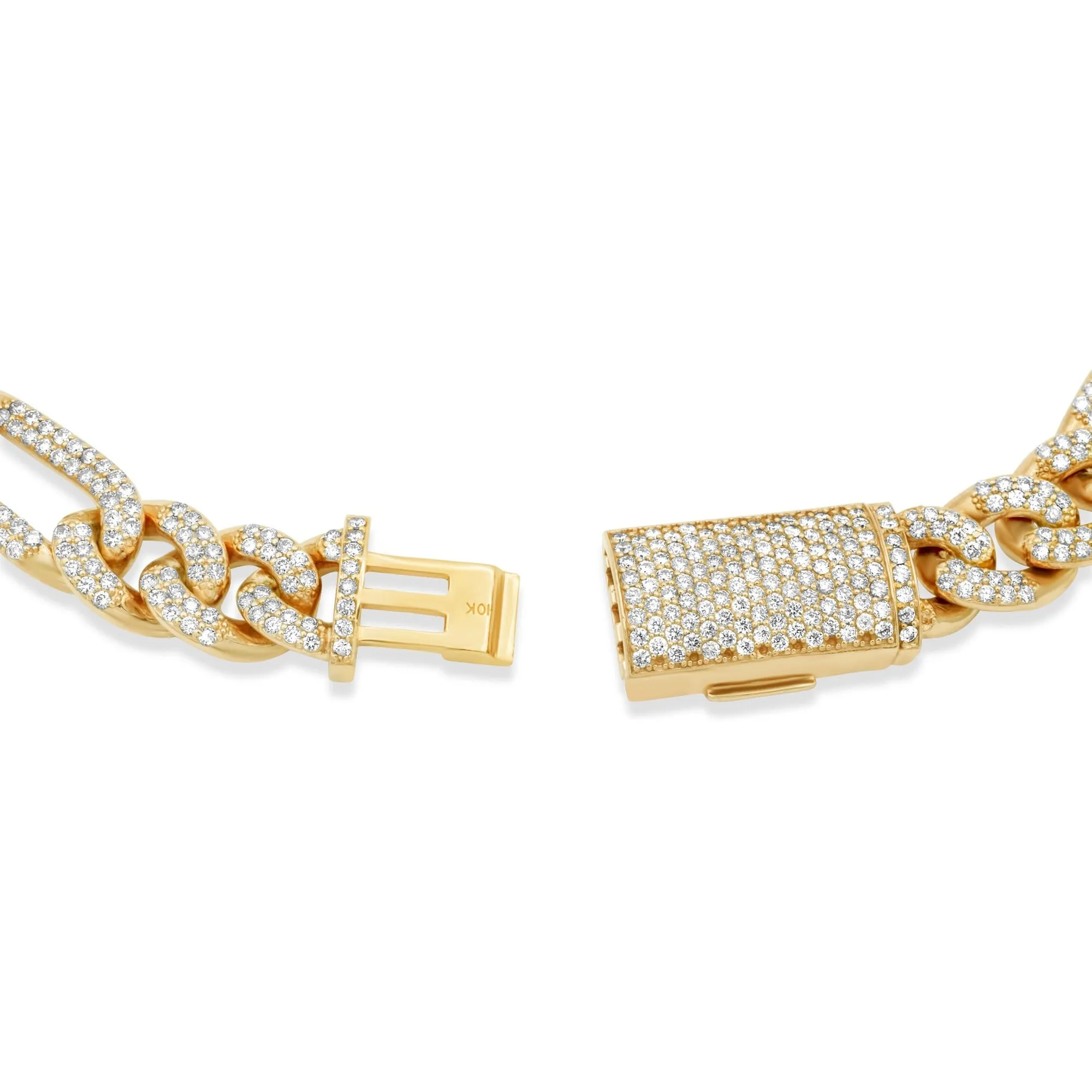 14k Solid Yellow Gold Diamond Figaro Chain 17.00 ctw