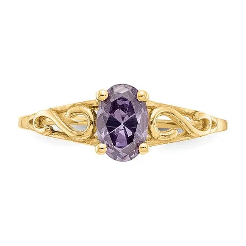 14k Yellow Gold Children's Oval Birthstone Ring