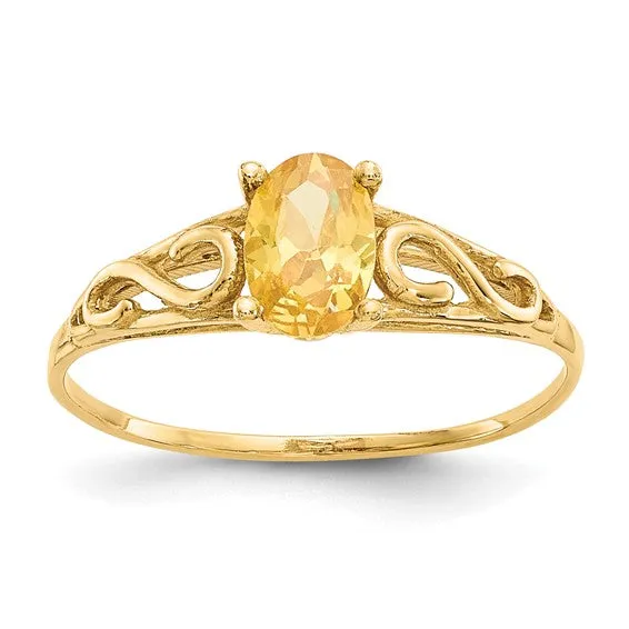 14k Yellow Gold Children's Oval Birthstone Ring