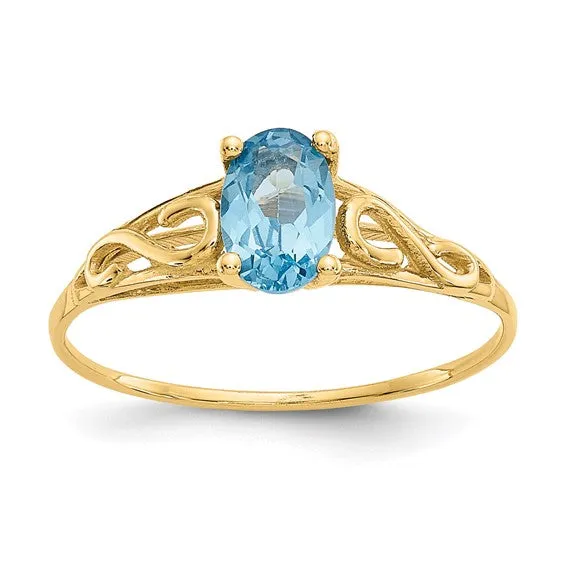 14k Yellow Gold Children's Oval Birthstone Ring