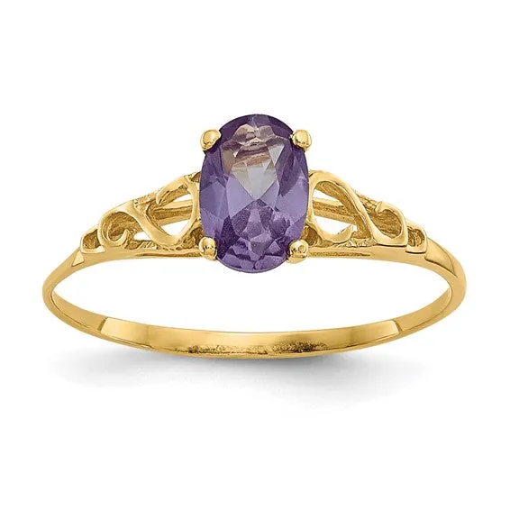 14k Yellow Gold Children's Oval Birthstone Ring