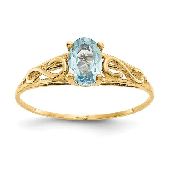 14k Yellow Gold Children's Oval Birthstone Ring