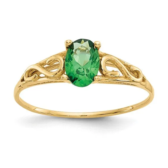 14k Yellow Gold Children's Oval Birthstone Ring