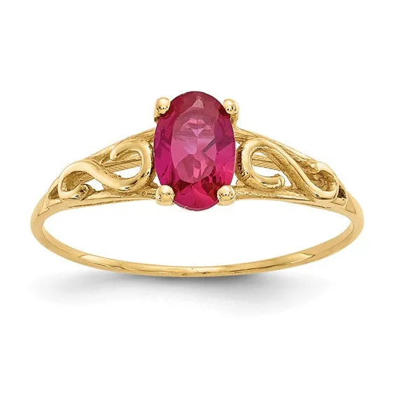 14k Yellow Gold Children's Oval Birthstone Ring
