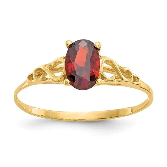 14k Yellow Gold Children's Oval Birthstone Ring