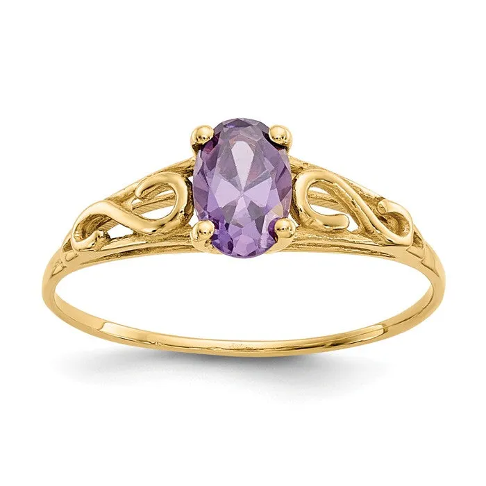 14k Yellow Gold Children's Oval Birthstone Ring