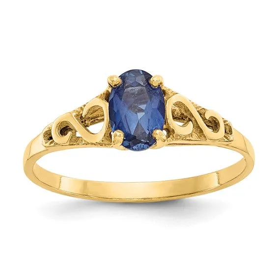 14k Yellow Gold Children's Oval Birthstone Ring