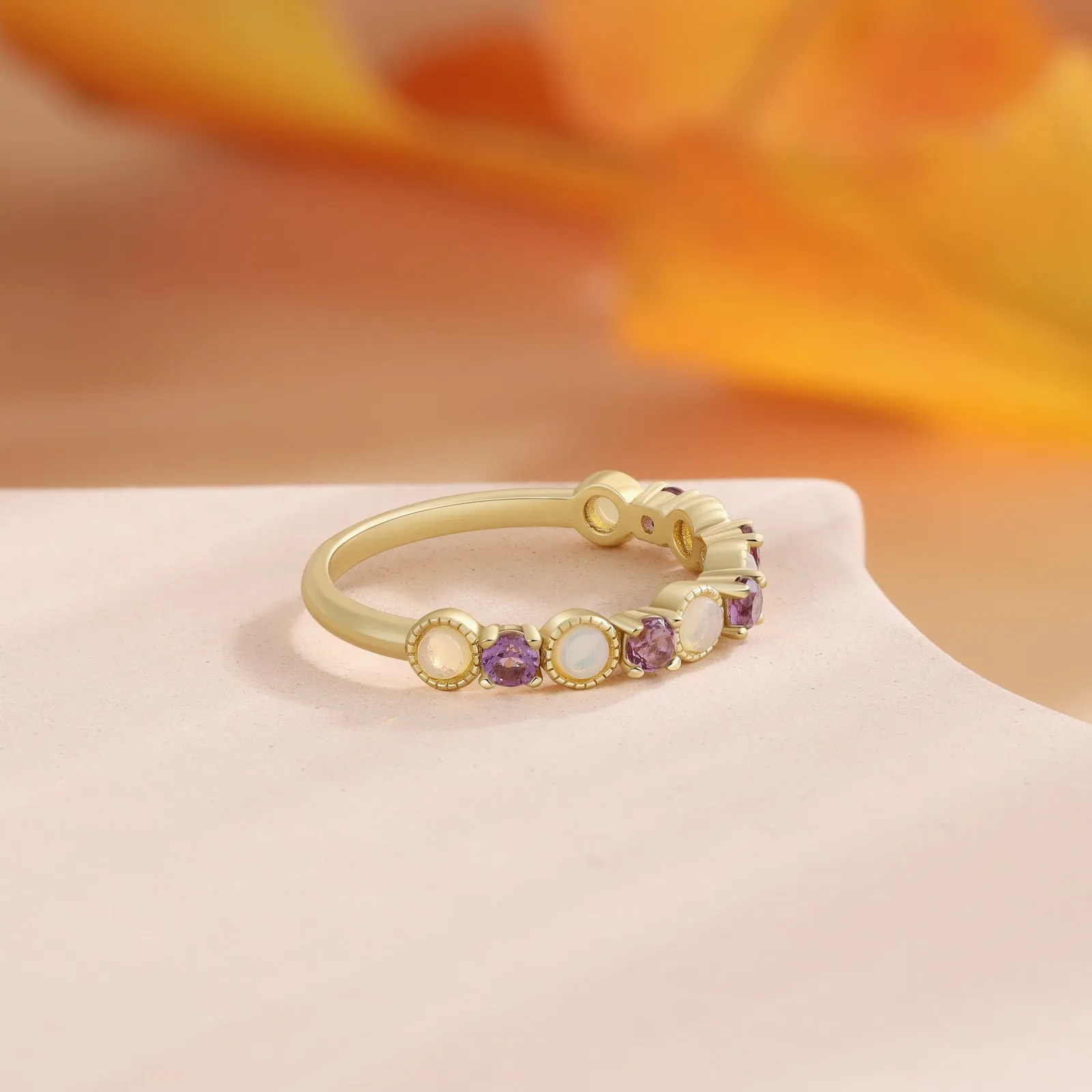 4FunGift® 18K Gold Natural Opal Ring
