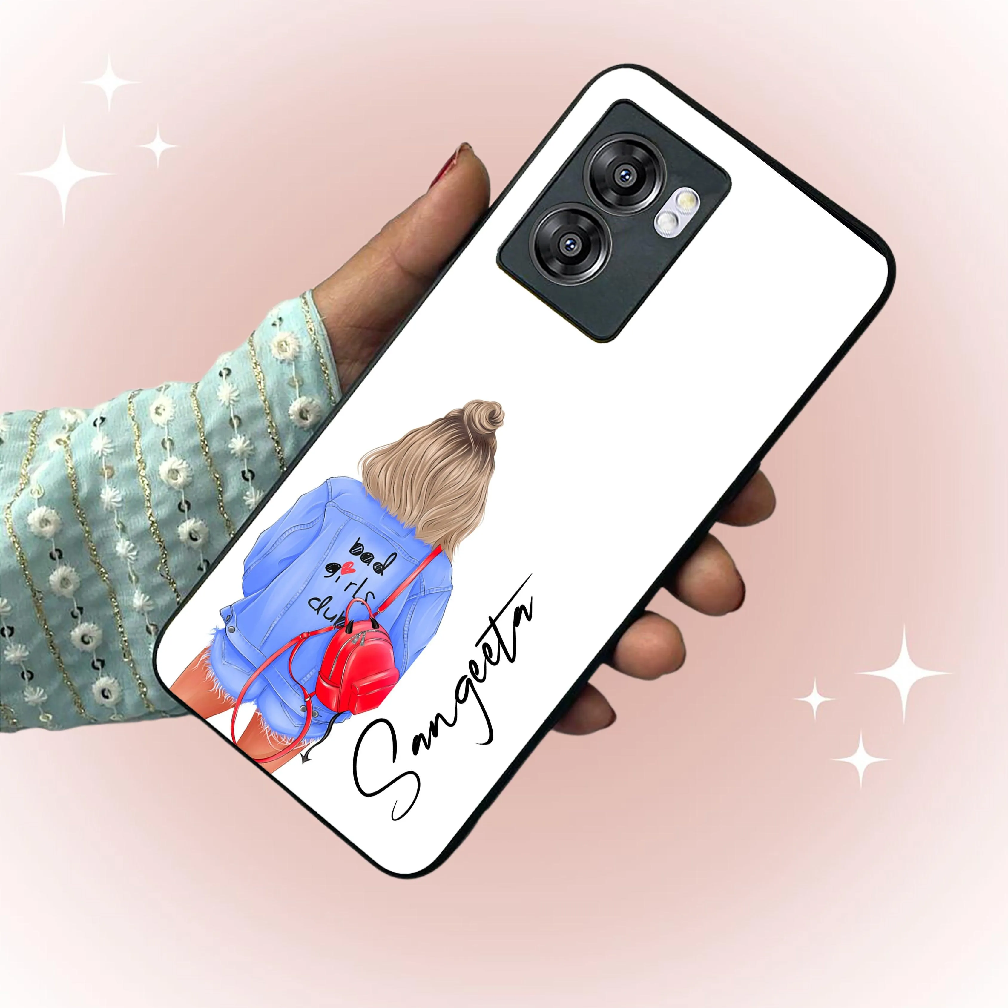 Bag Girl Customize Name Glass Case For Realme/Narzo