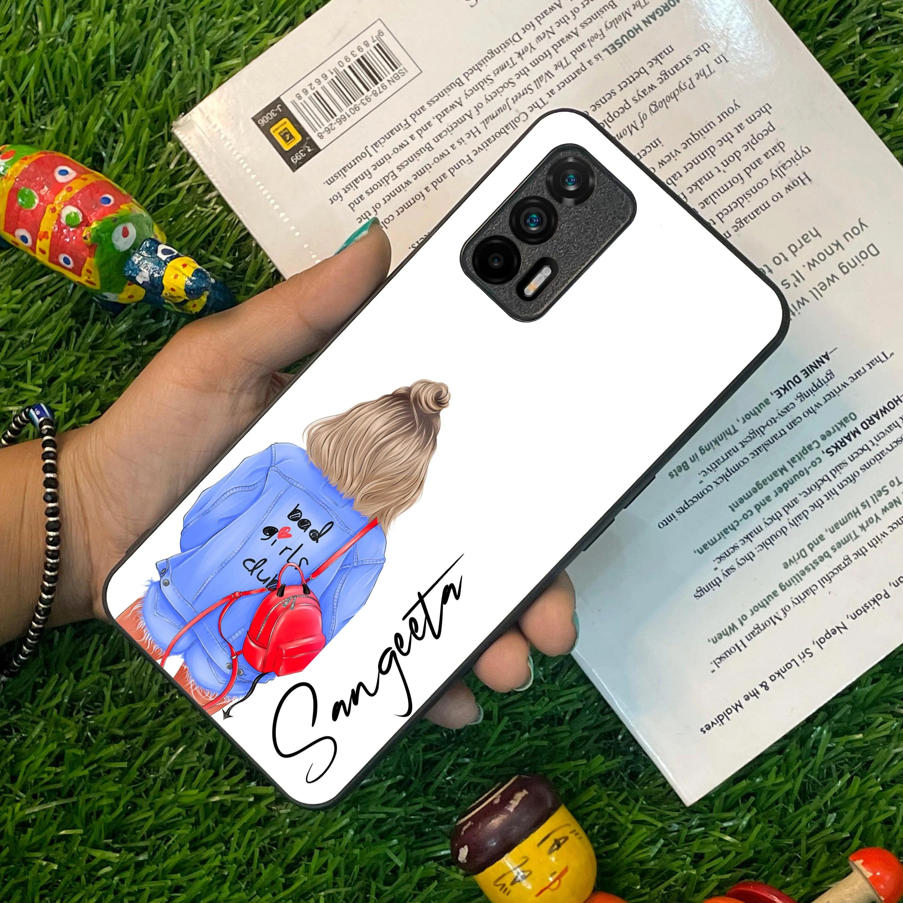 Bag Girl Customize Name Glass Case For Realme/Narzo