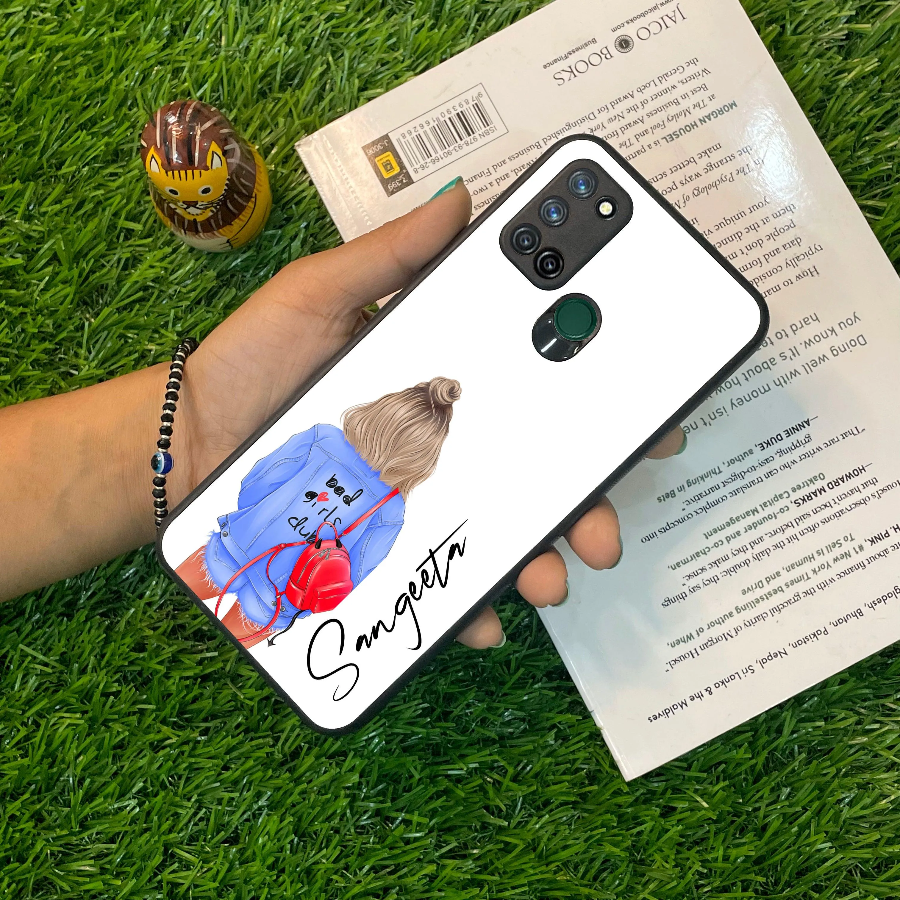 Bag Girl Customize Name Glass Case For Realme/Narzo