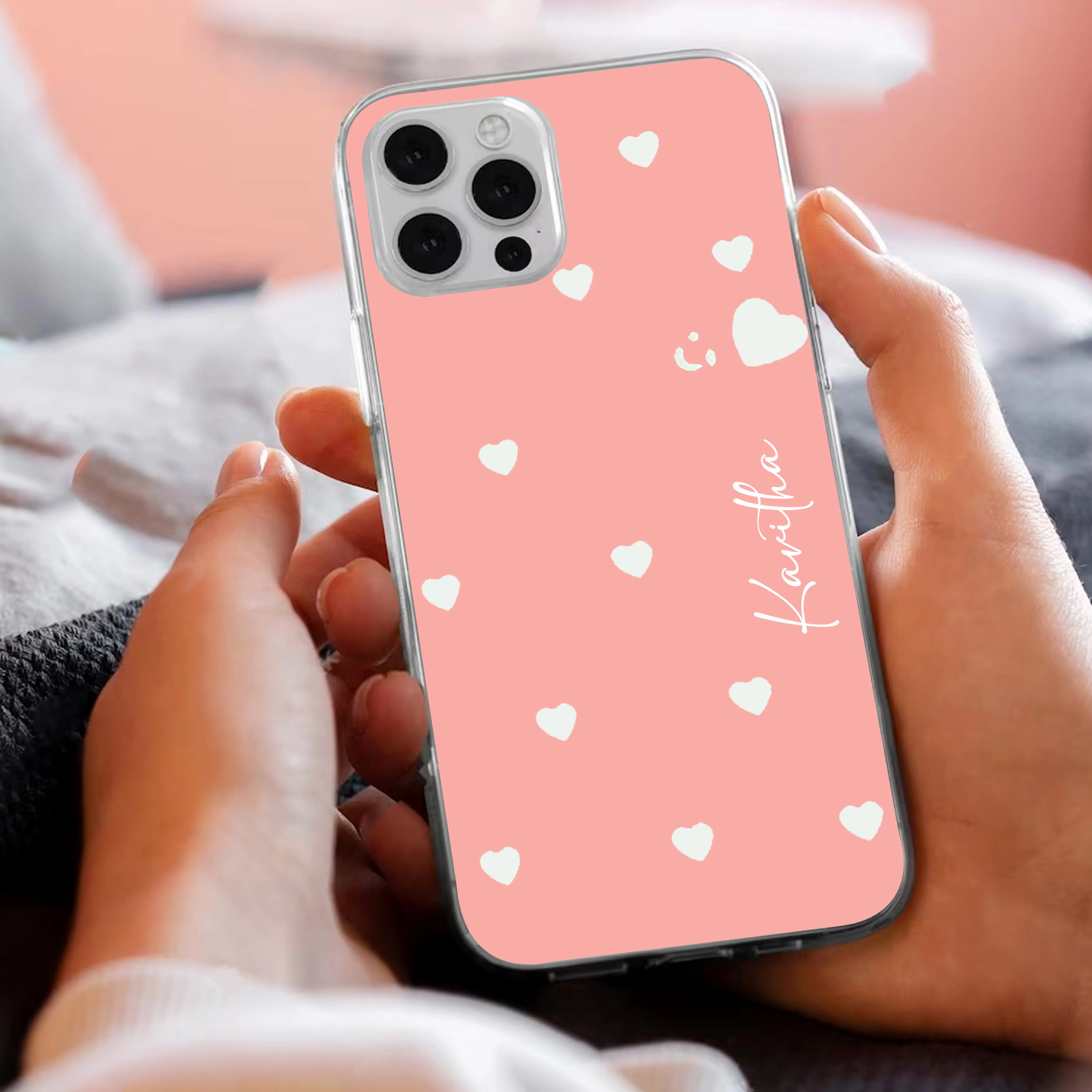 Be Loved Customize Transparent Silicon Case Peach For iQOO