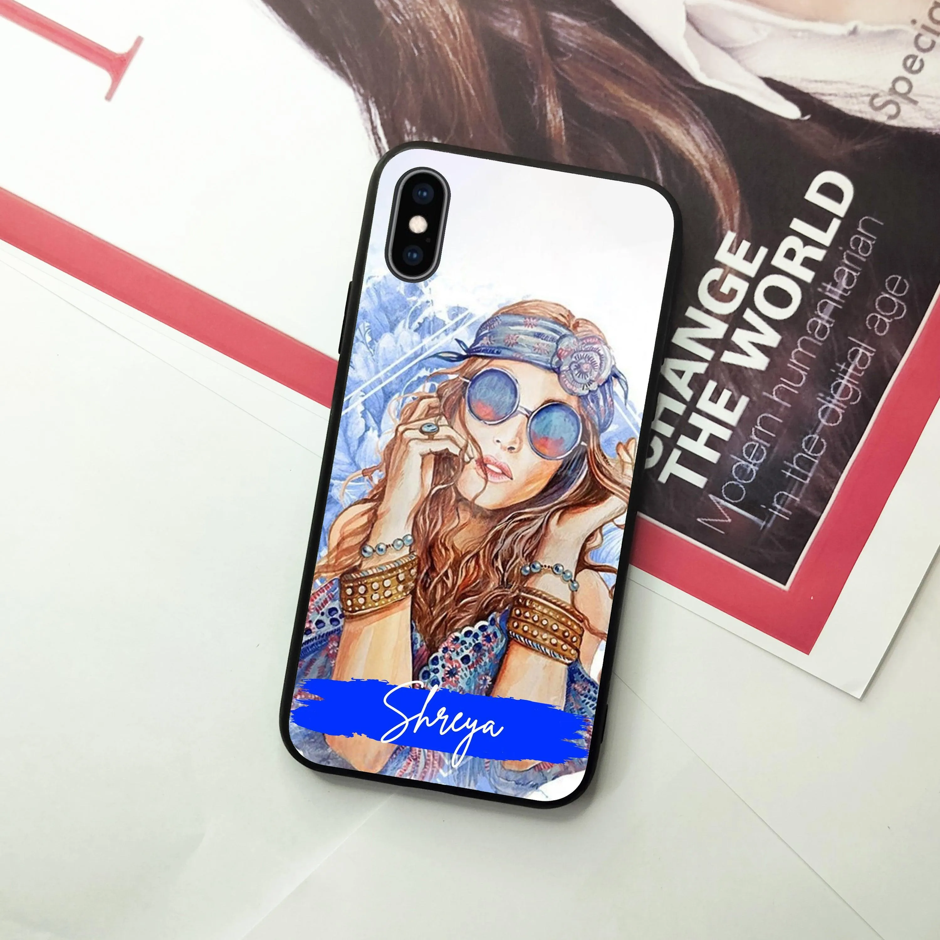 Bindass Babe Customize Glass Case Cover For iPhone