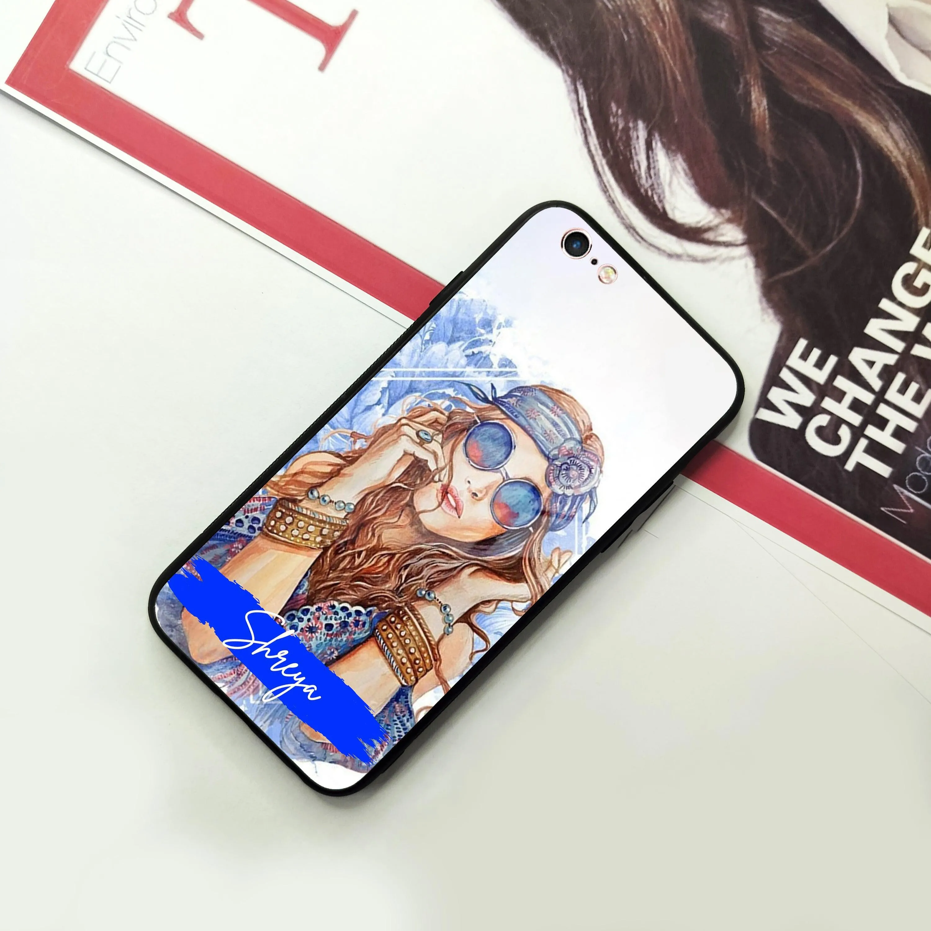 Bindass Babe Customize Glass Case Cover For iPhone