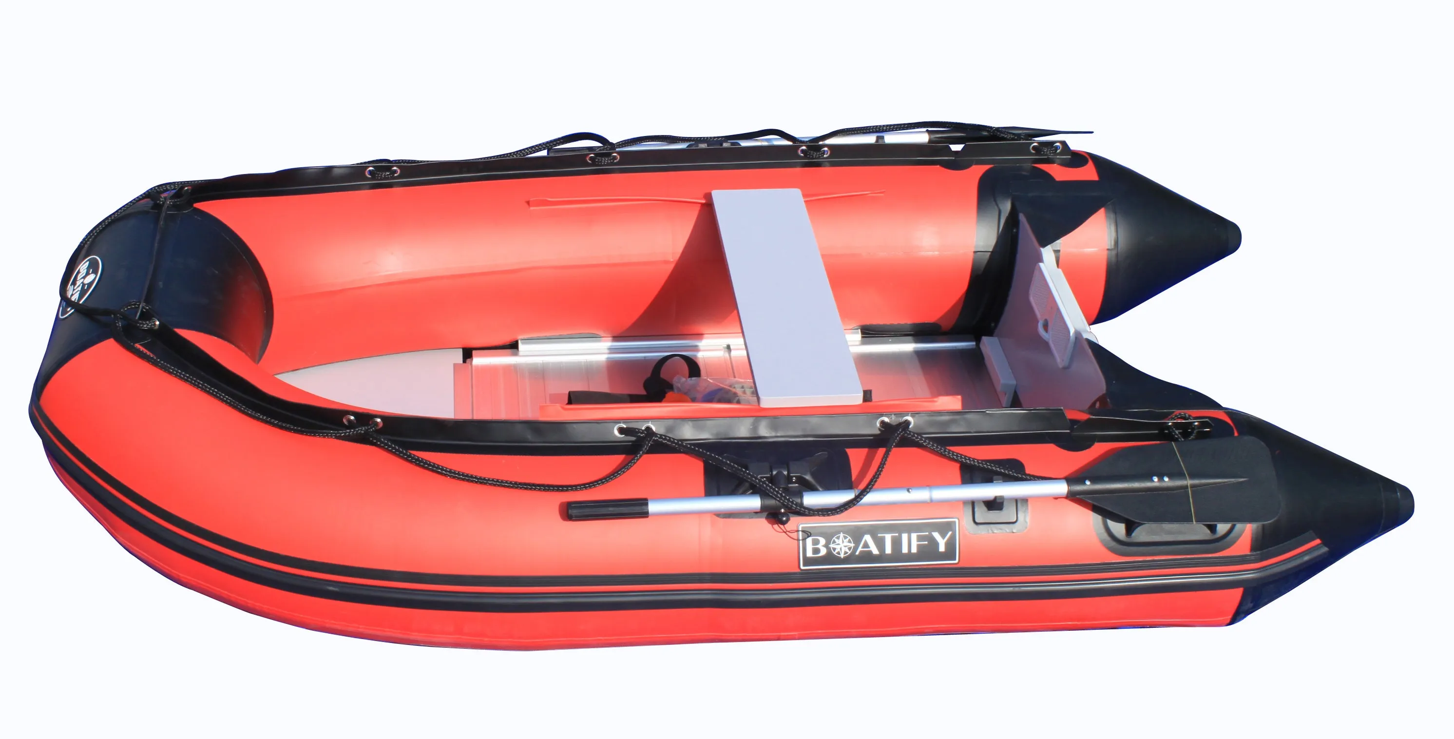 Boatify 9.8ft Inflatable Boat Raft Fishing Dinghy Pontoon Boat Kayak with Aluminum Floor