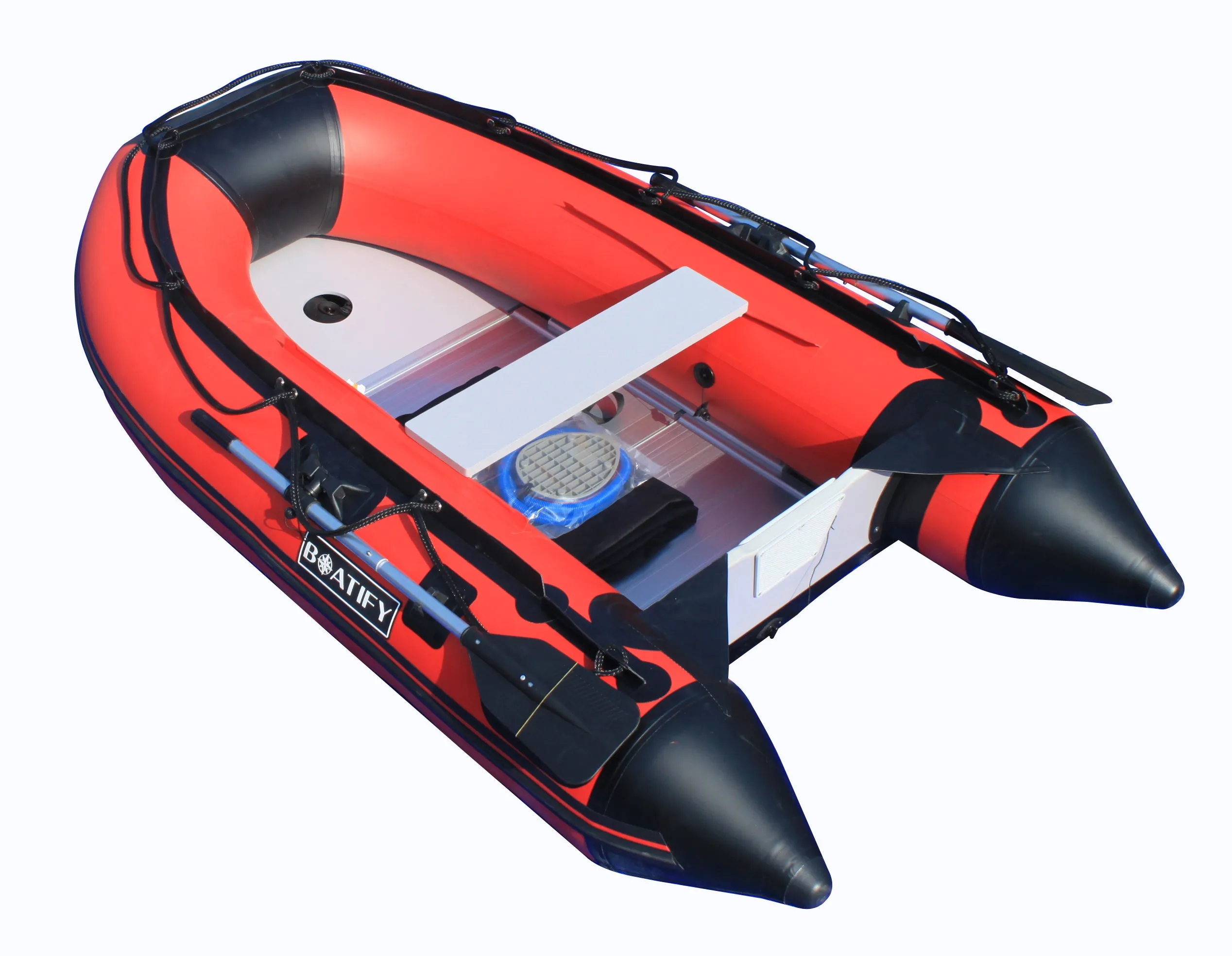 Boatify 9.8ft Inflatable Boat Raft Fishing Dinghy Pontoon Boat Kayak with Aluminum Floor