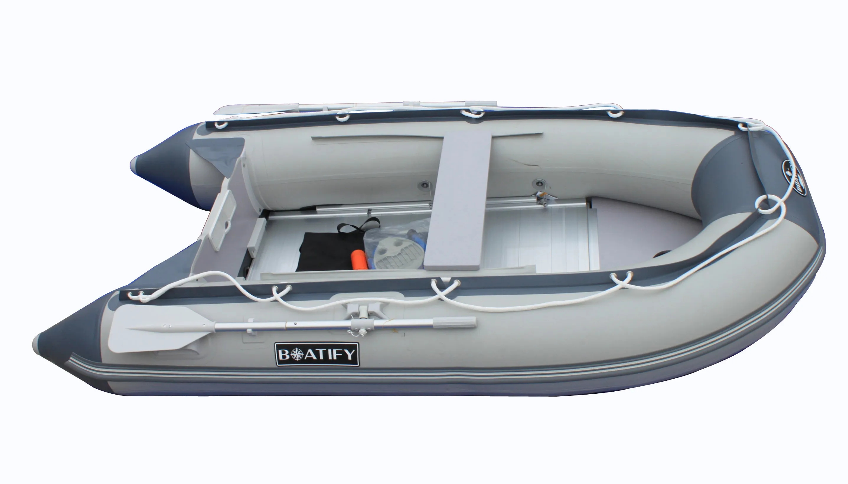Boatify 9.8ft Inflatable Boat Raft Fishing Dinghy Pontoon Boat Kayak with Aluminum Floor