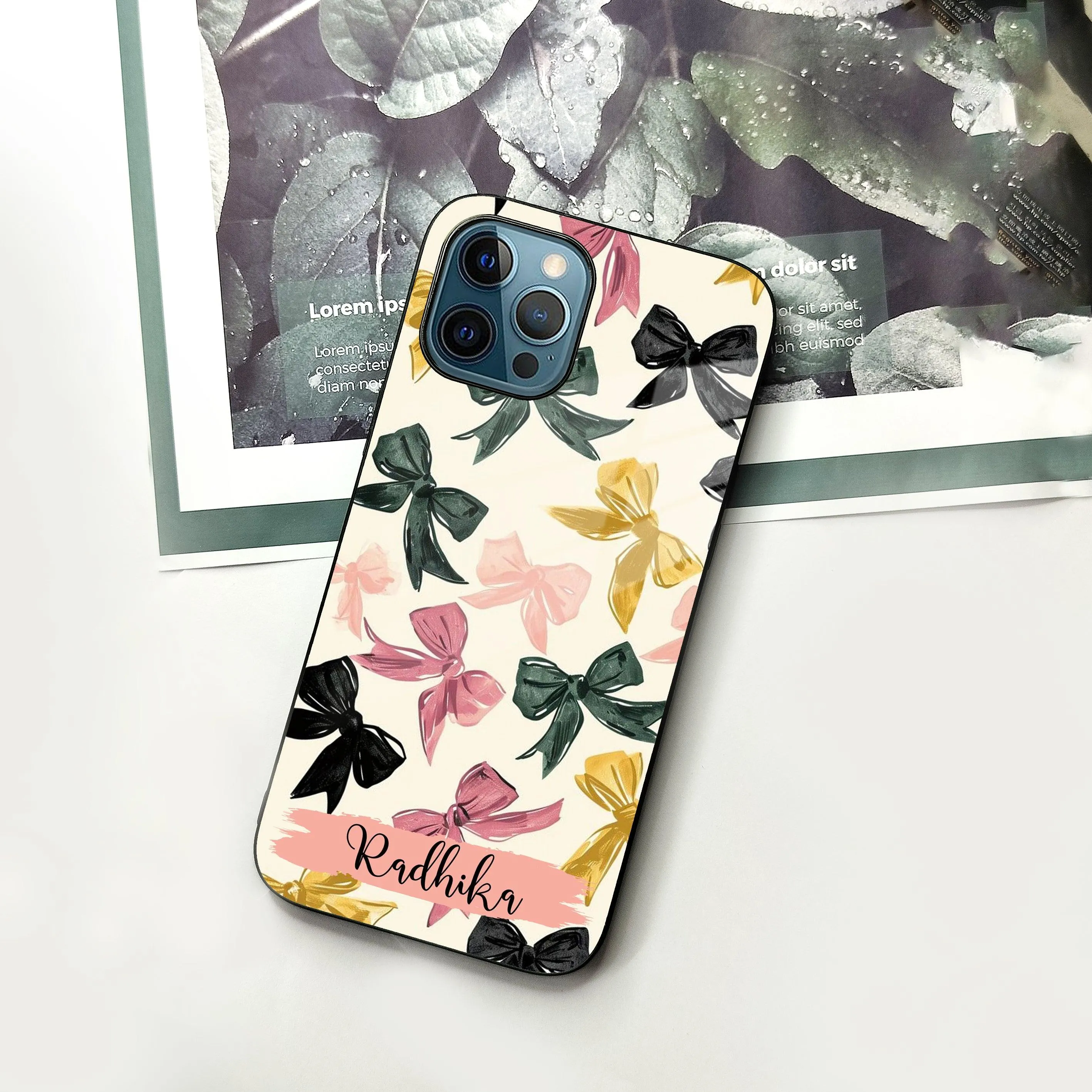 Bow Customize  Glass Case Cover For iPhone