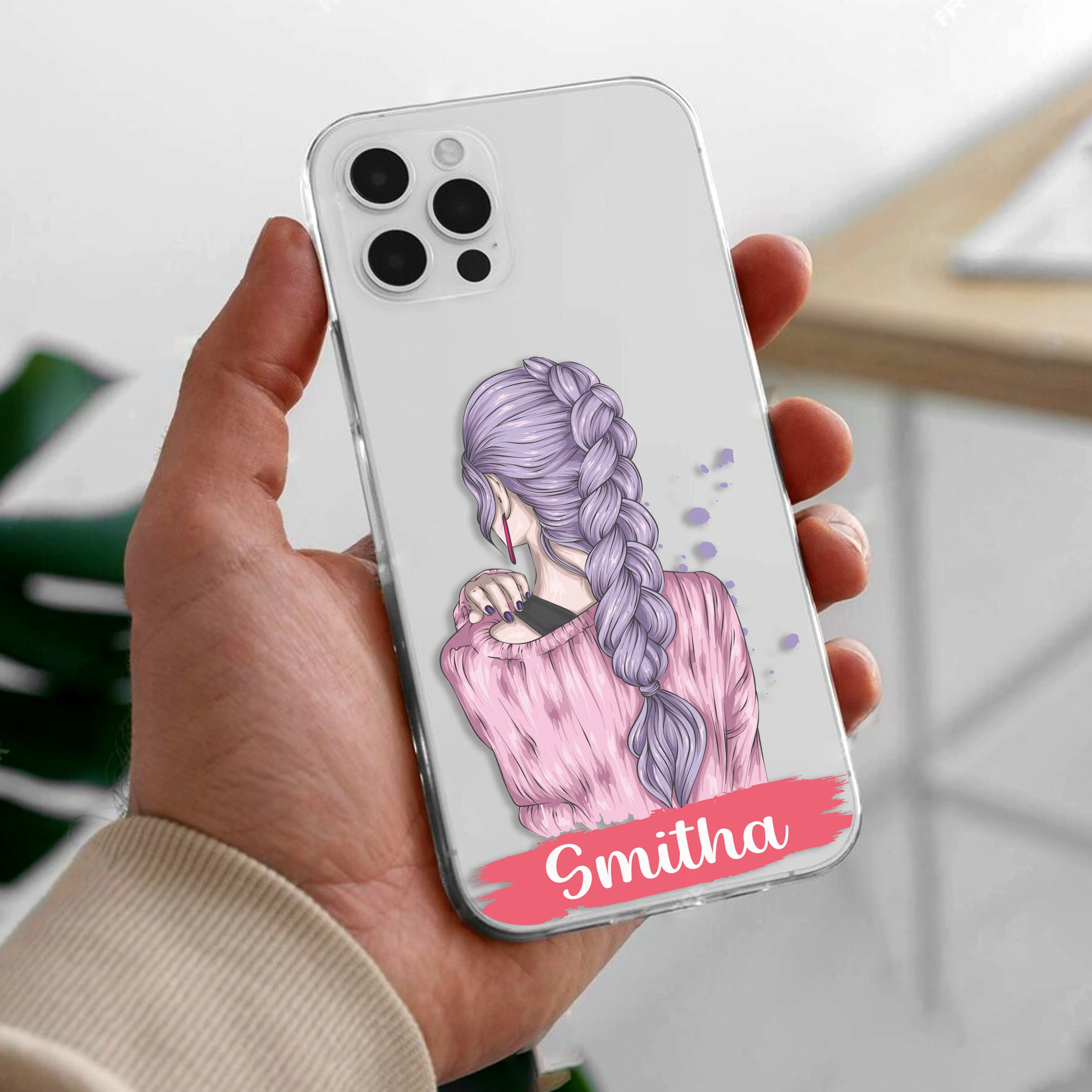 Braid Girl Customize Transparent Silicon Case For Vivo