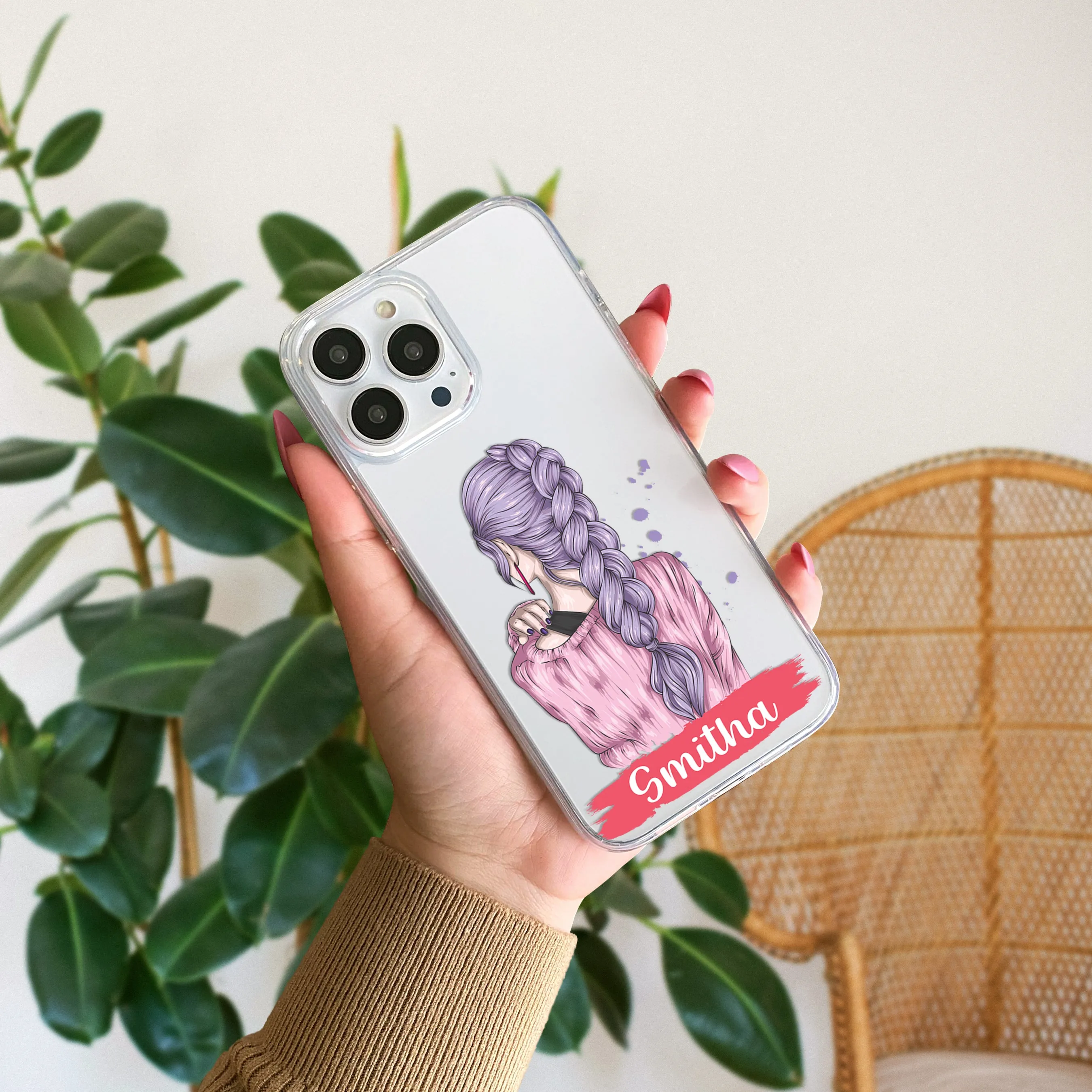 Braid Girl Customize Transparent Silicon Case For Vivo