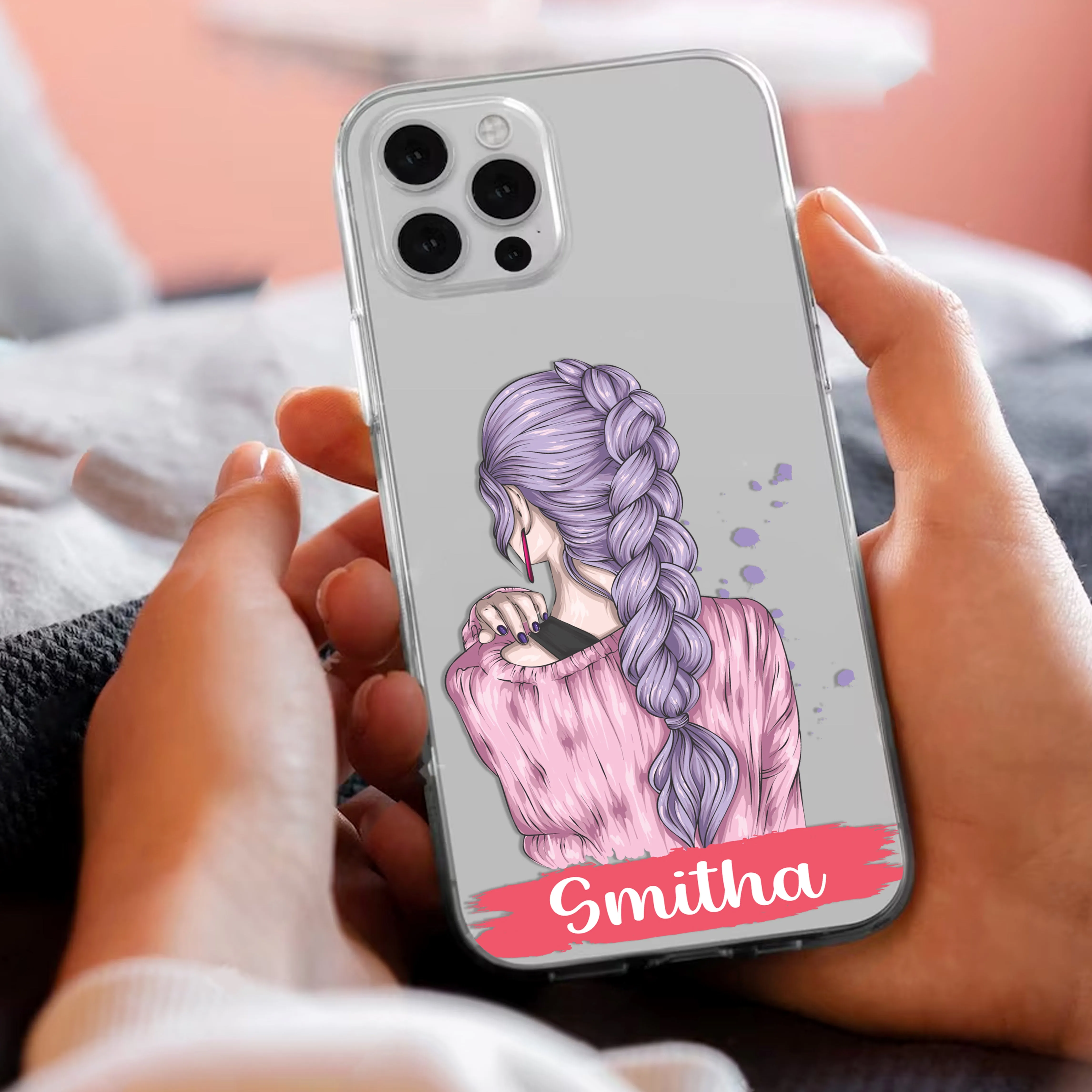 Braid Girl Customize Transparent Silicon Case For Vivo