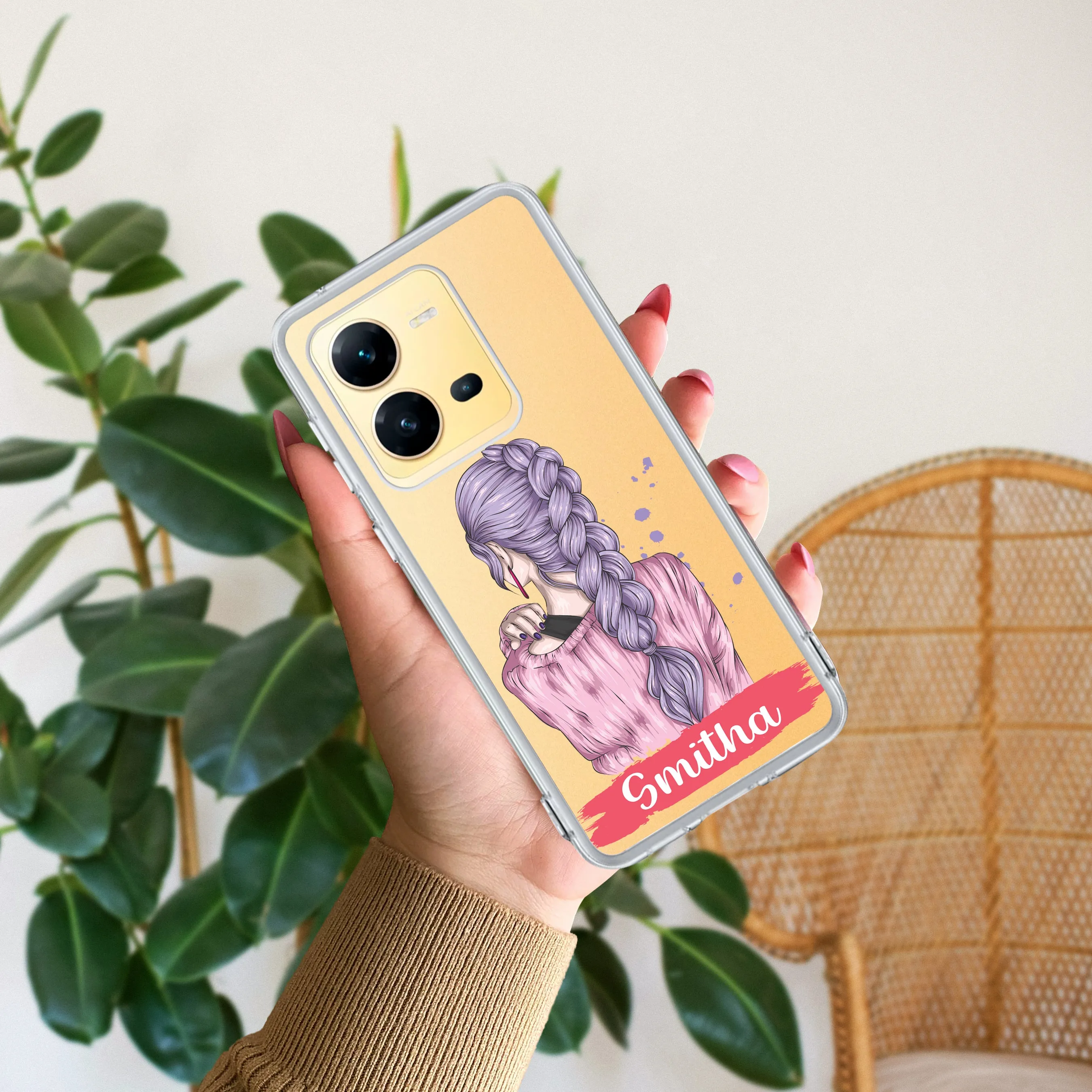 Braid Girl Customize Transparent Silicon Case For Vivo