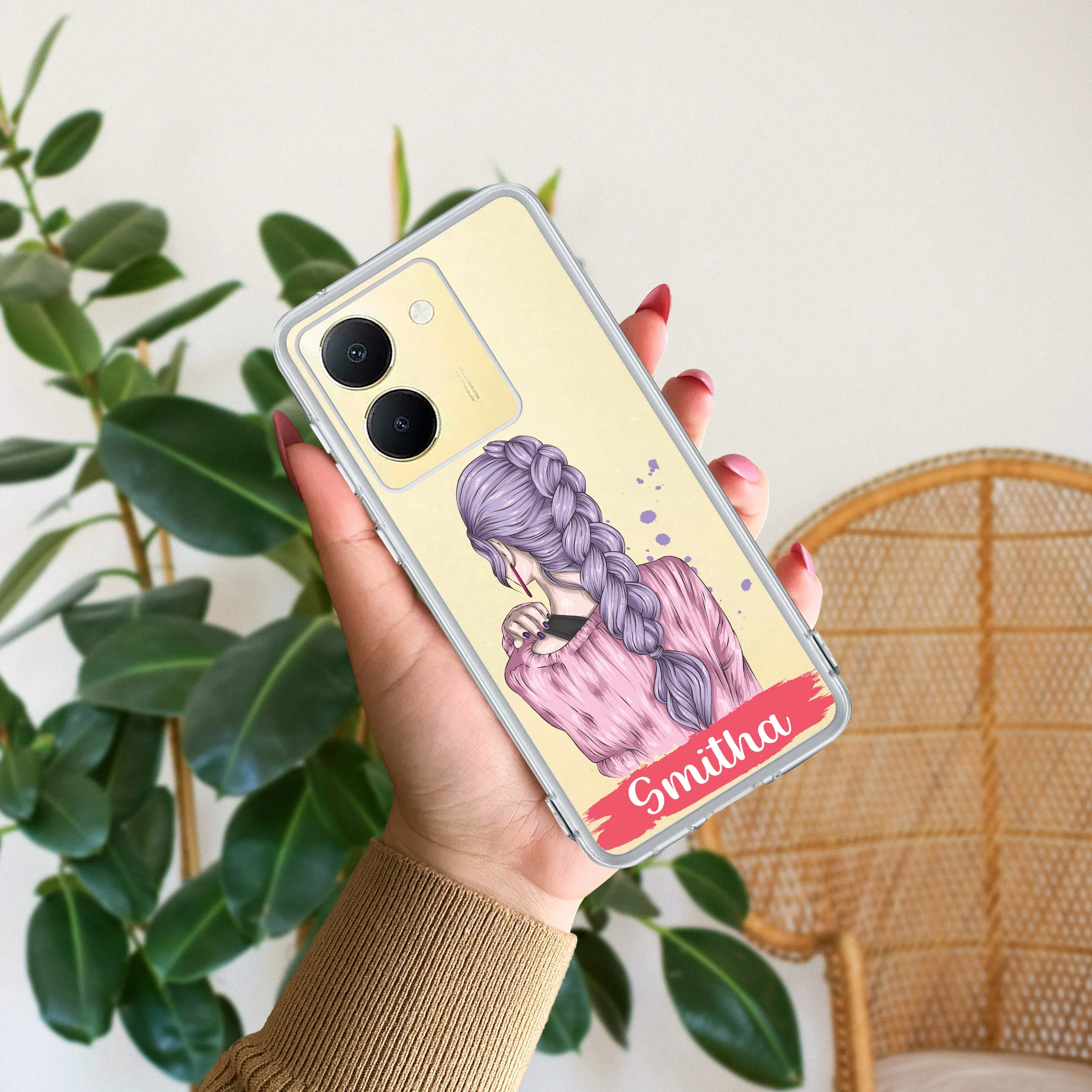 Braid Girl Customize Transparent Silicon Case For Vivo