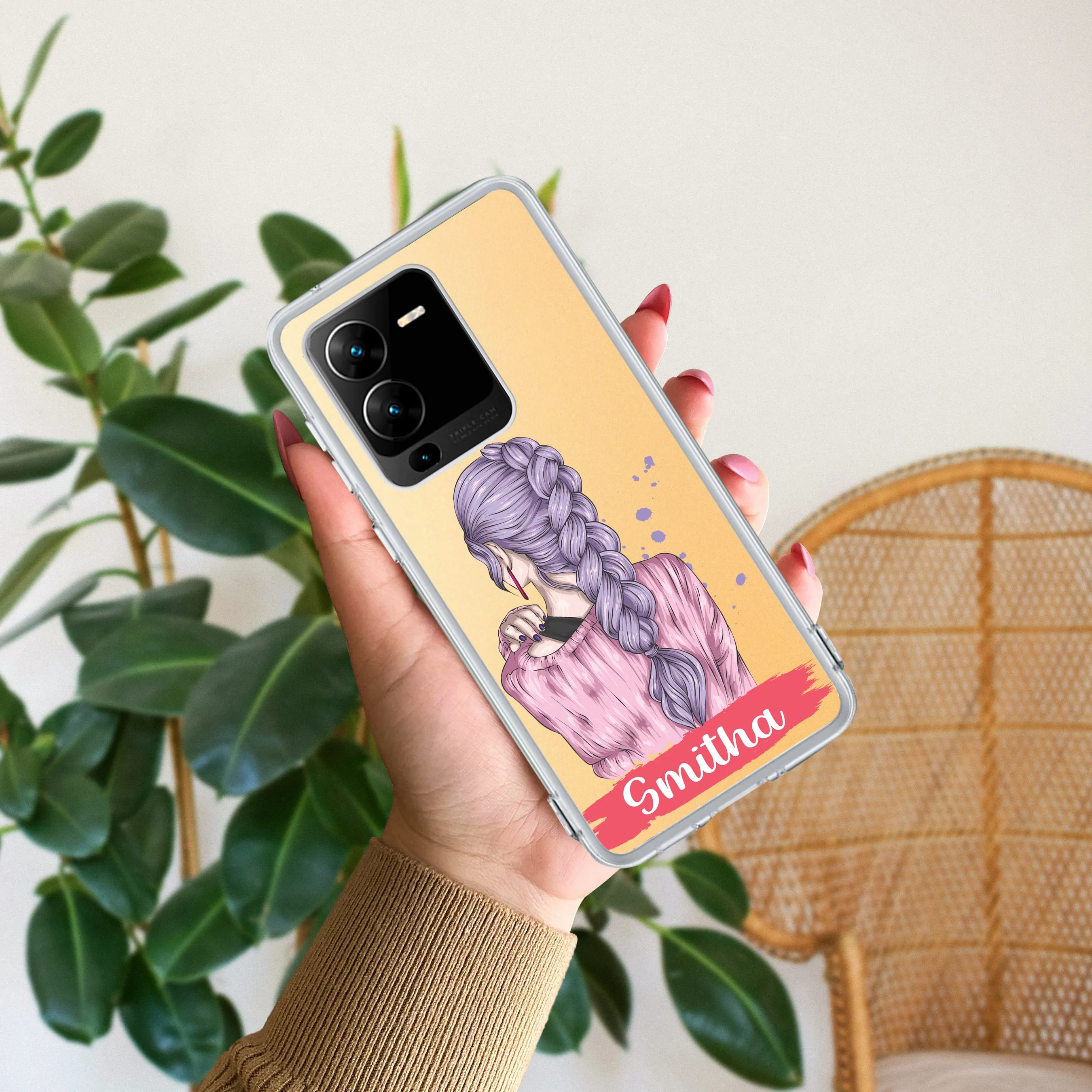 Braid Girl Customize Transparent Silicon Case For Vivo