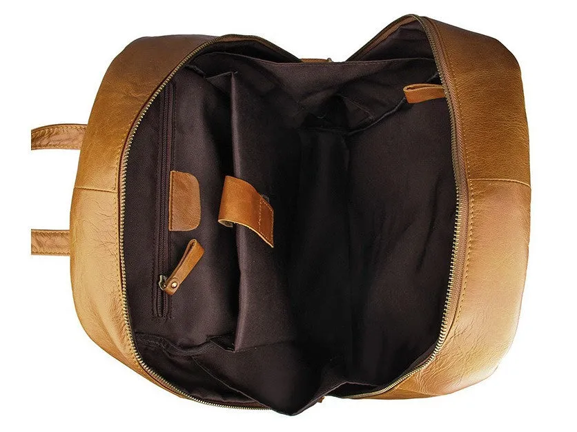 Brown Leather Backpack with Padded Laptop Sleeve
