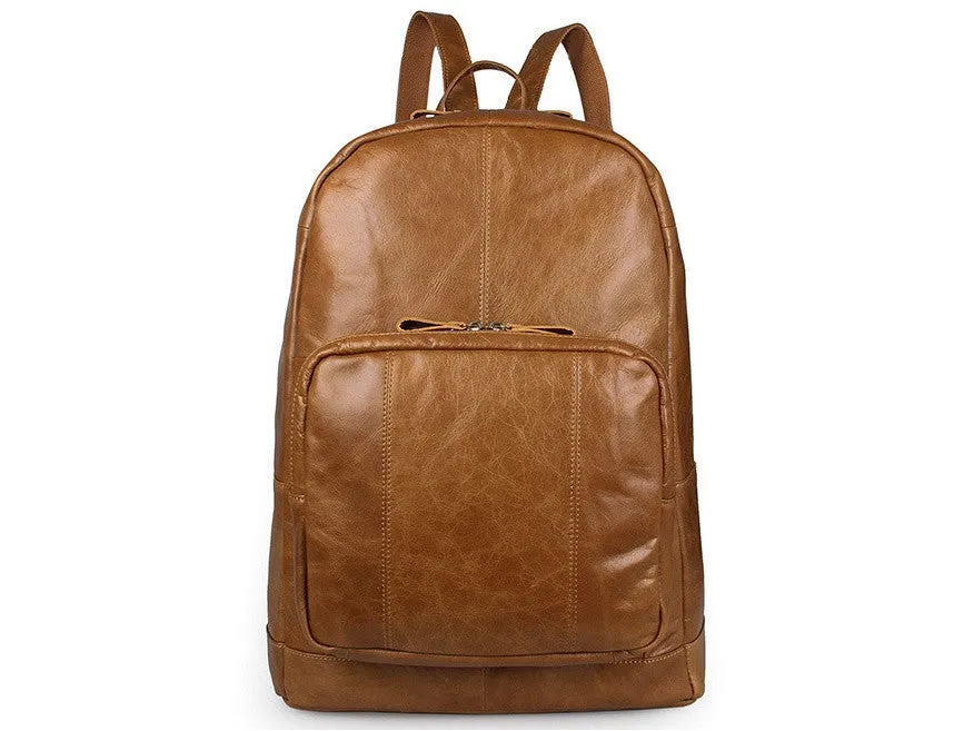 Brown Leather Backpack with Padded Laptop Sleeve