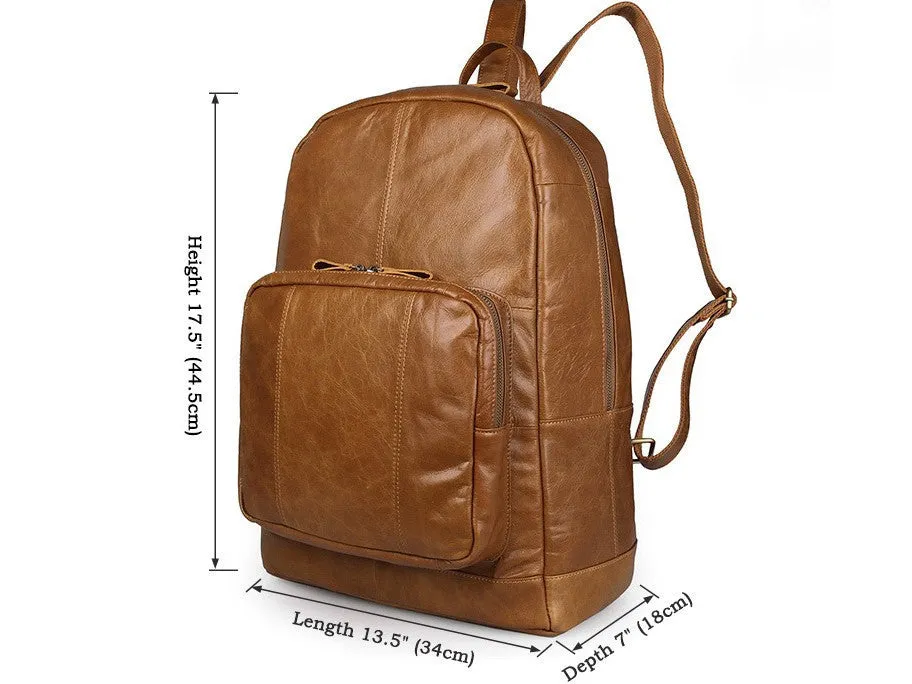 Brown Leather Backpack with Padded Laptop Sleeve