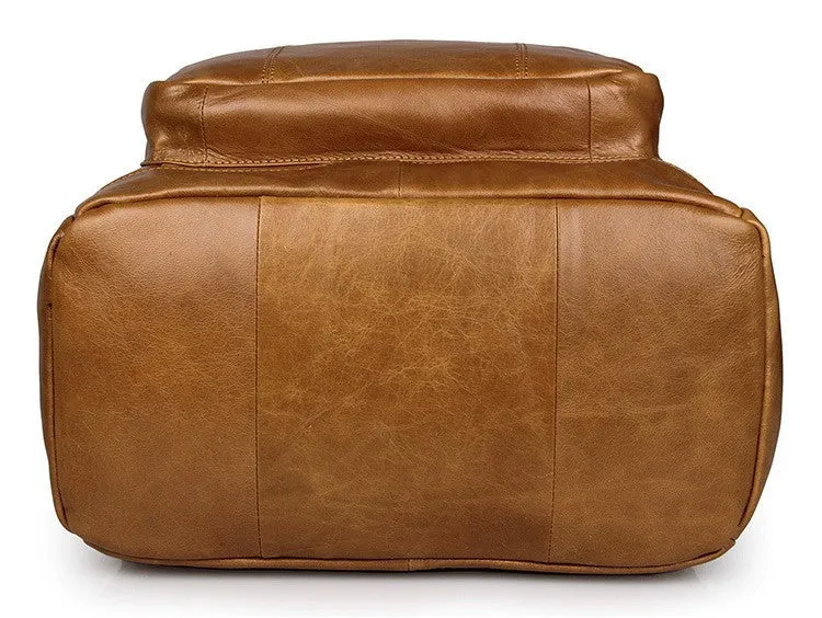 Brown Leather Backpack with Padded Laptop Sleeve