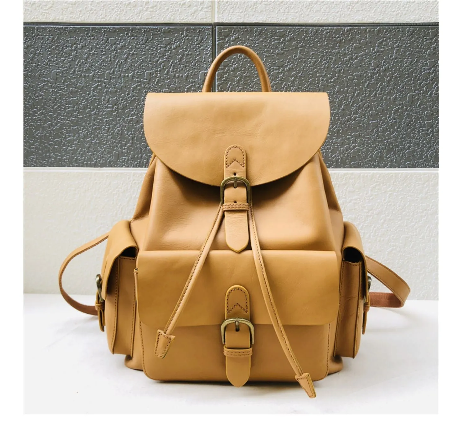 Classic High quality Handmade Women Leather Backpack