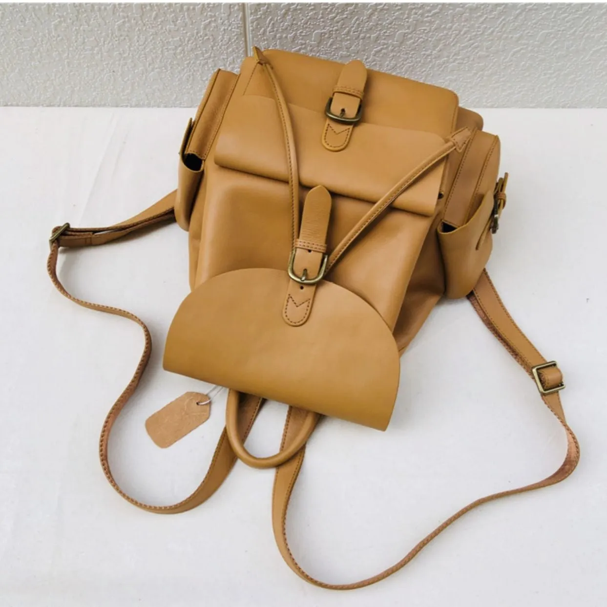 Classic High quality Handmade Women Leather Backpack