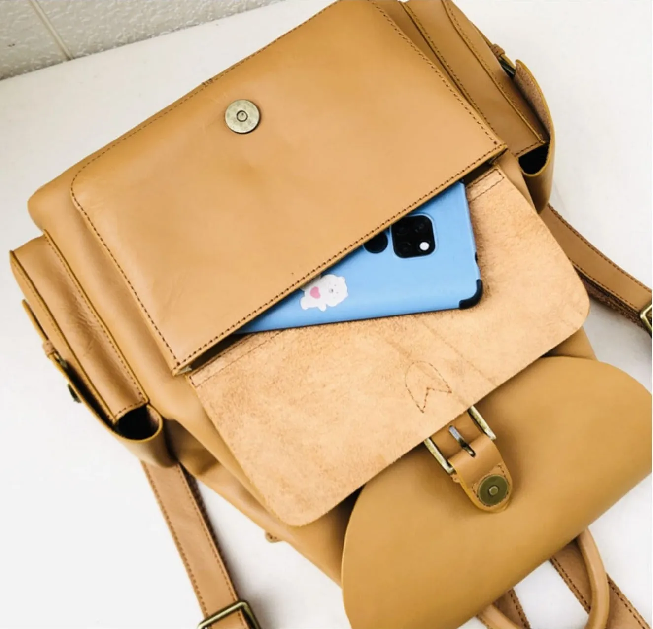 Classic High quality Handmade Women Leather Backpack