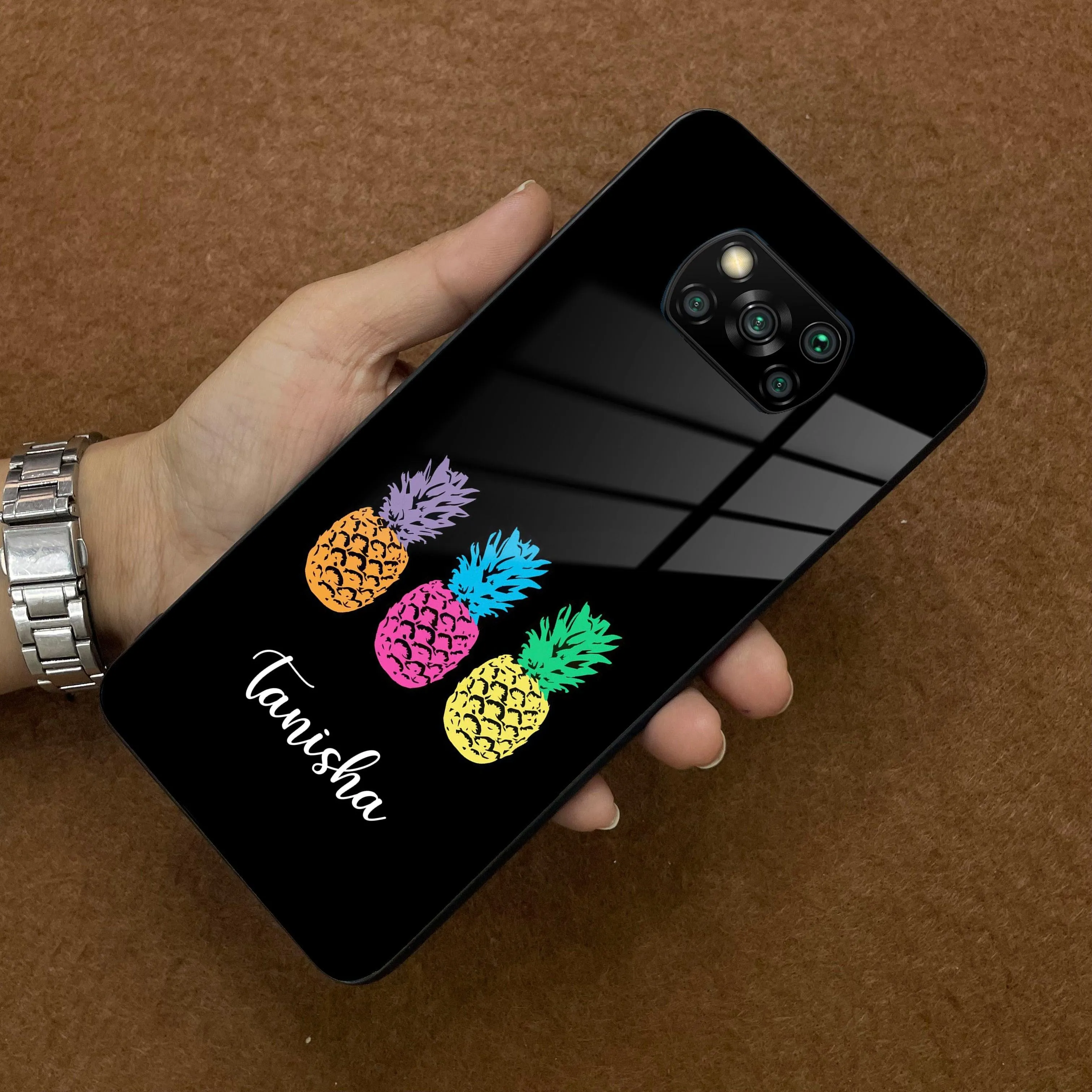 Colorful Pineapple Glass Case Cover For Poco