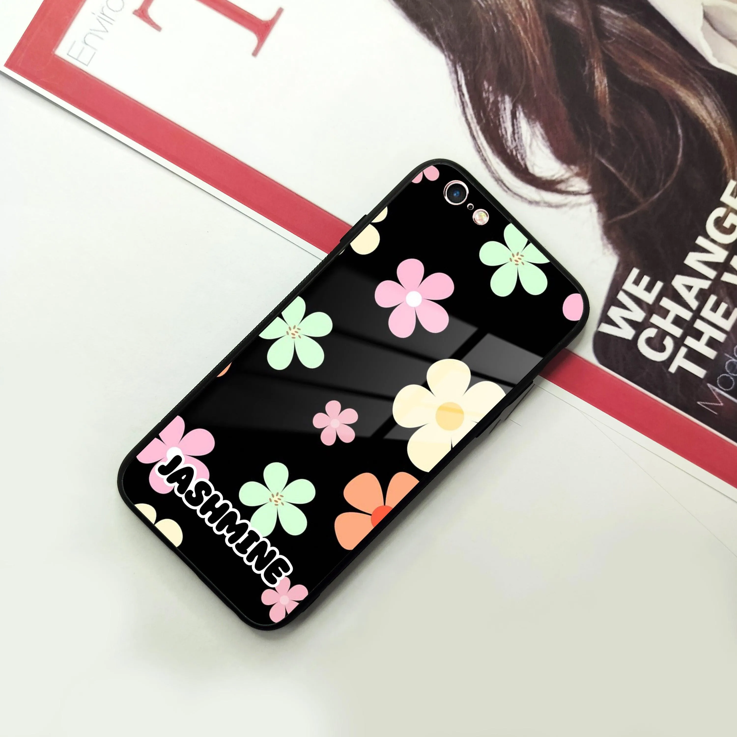 Colorfull  Daisy Floral Glass Case Cover For iPhone