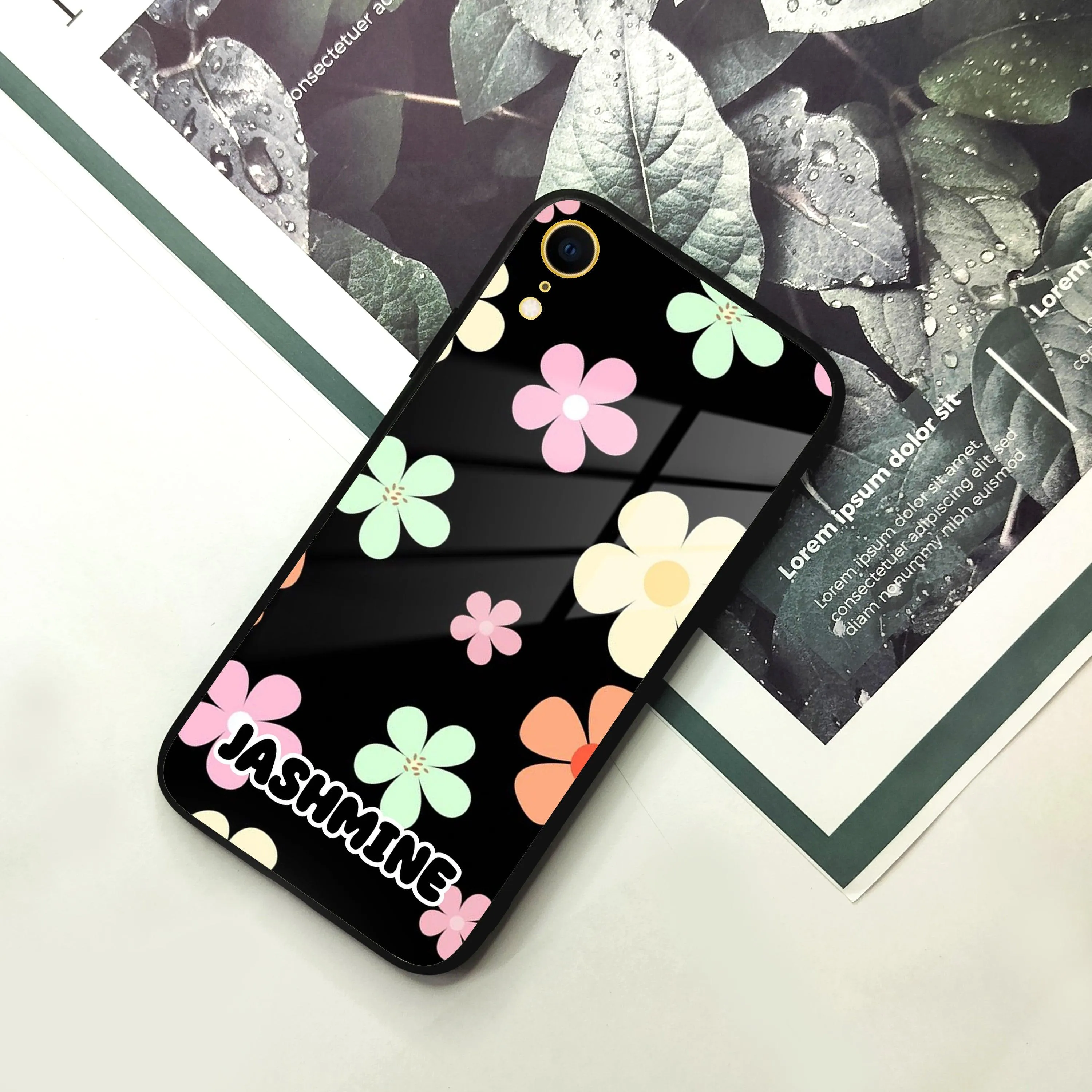 Colorfull  Daisy Floral Glass Case Cover For iPhone