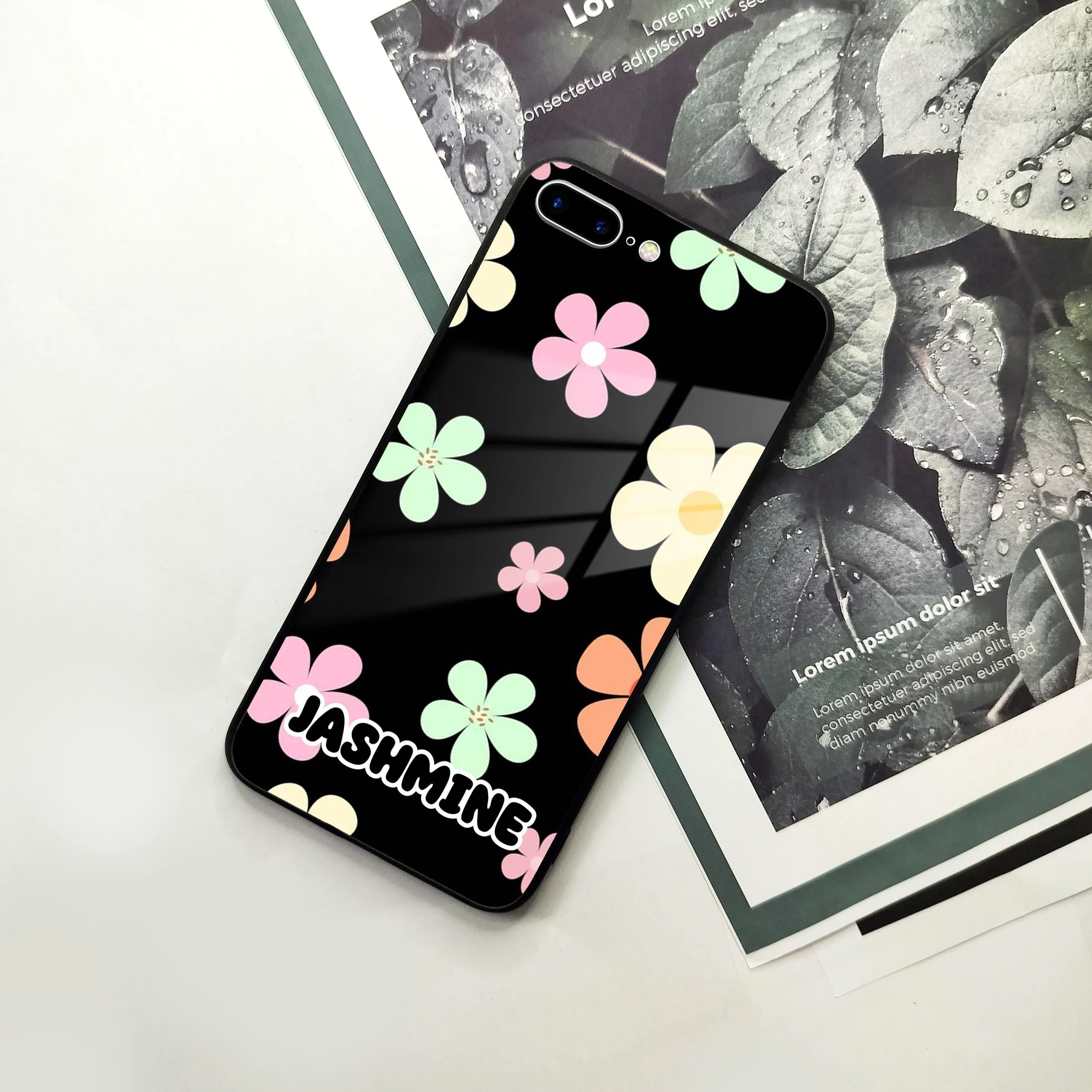 Colorfull  Daisy Floral Glass Case Cover For iPhone
