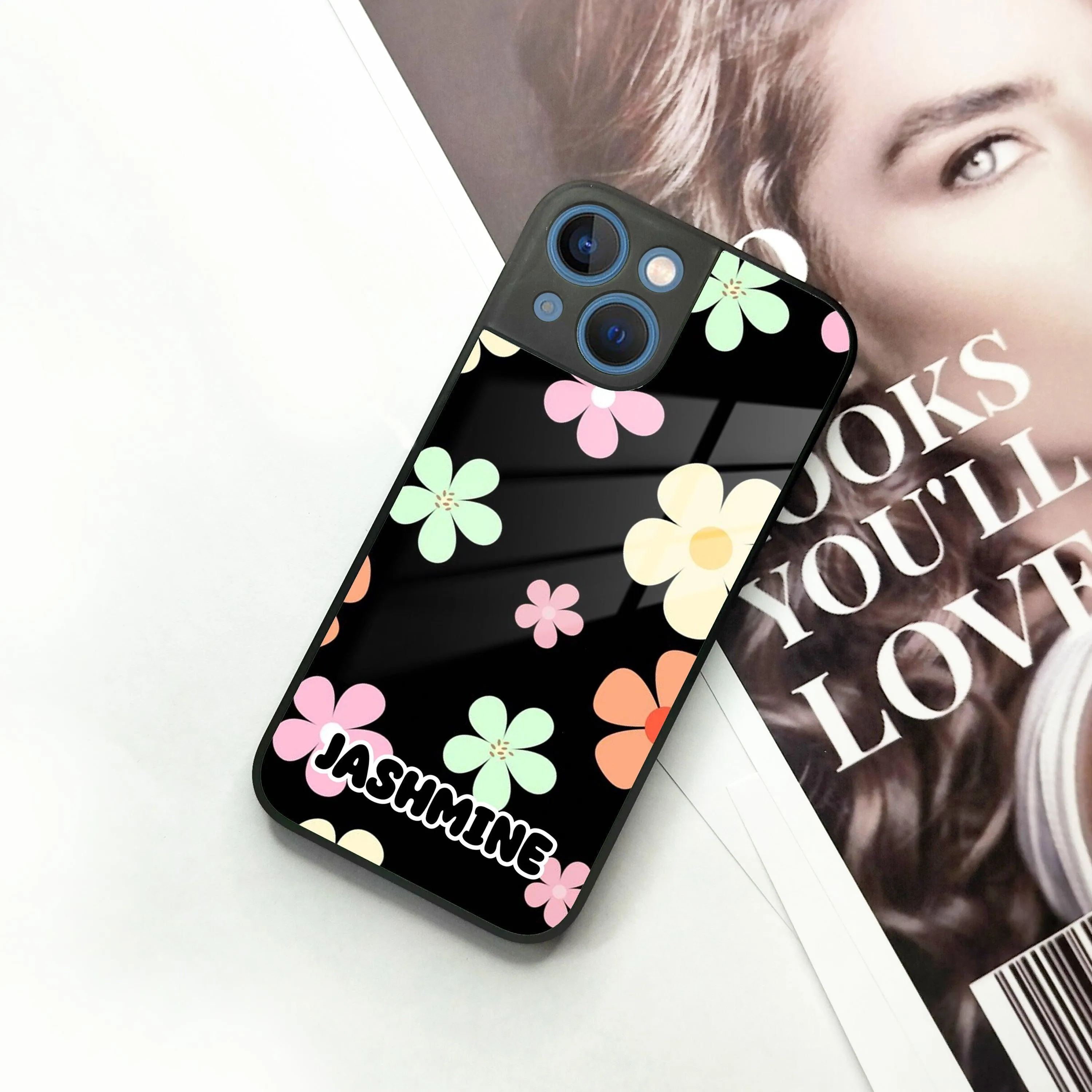 Colorfull  Daisy Floral Glass Case Cover For iPhone