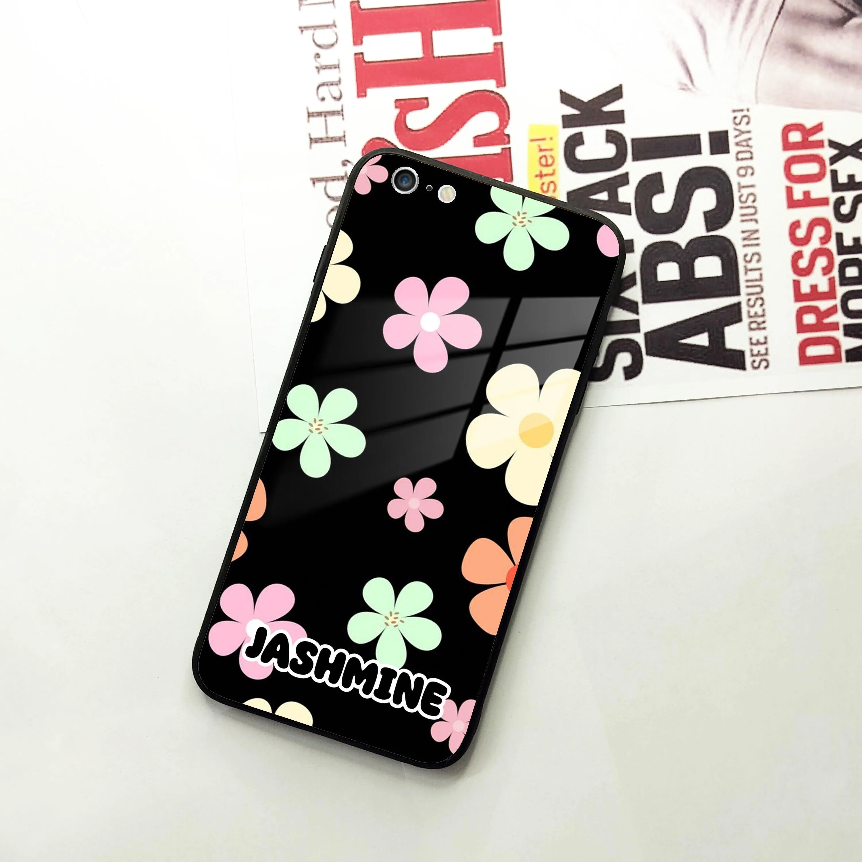 Colorfull  Daisy Floral Glass Case Cover For iPhone