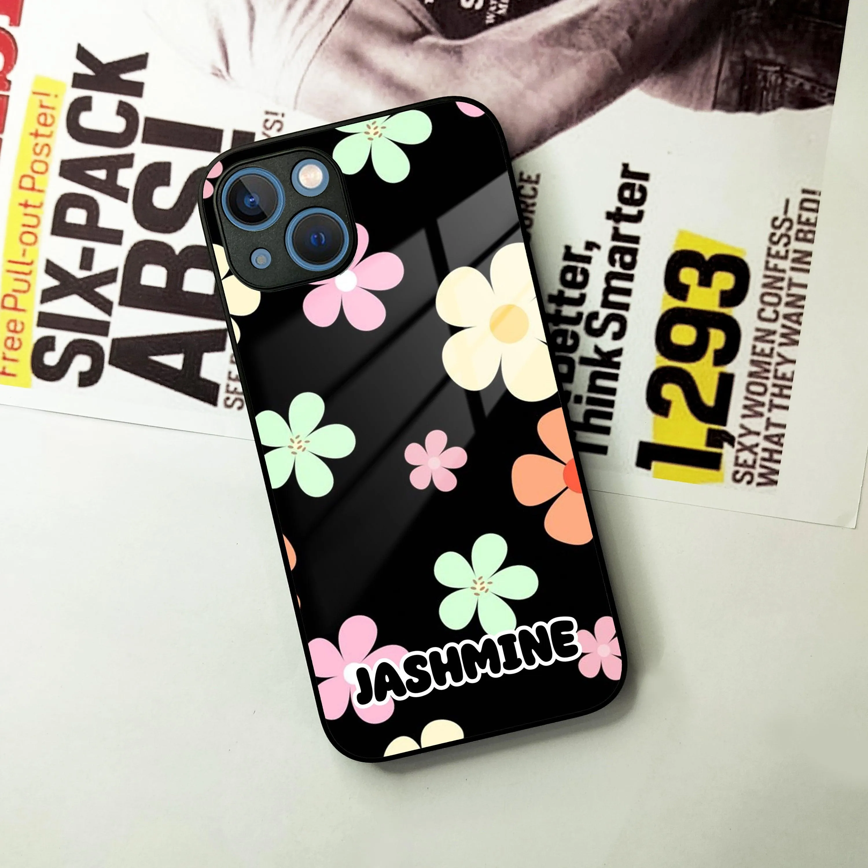 Colorfull  Daisy Floral Glass Case Cover For iPhone