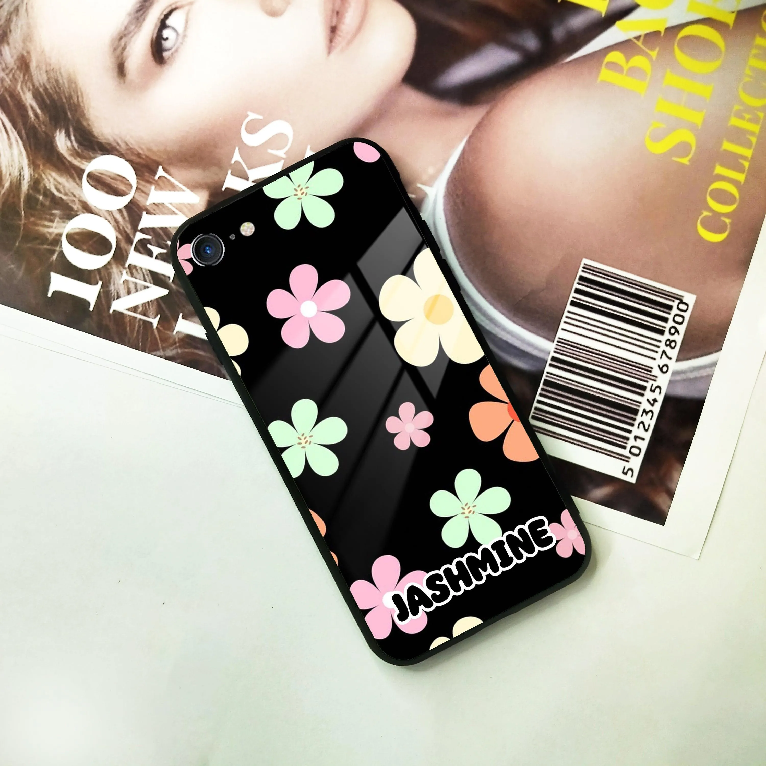 Colorfull  Daisy Floral Glass Case Cover For iPhone