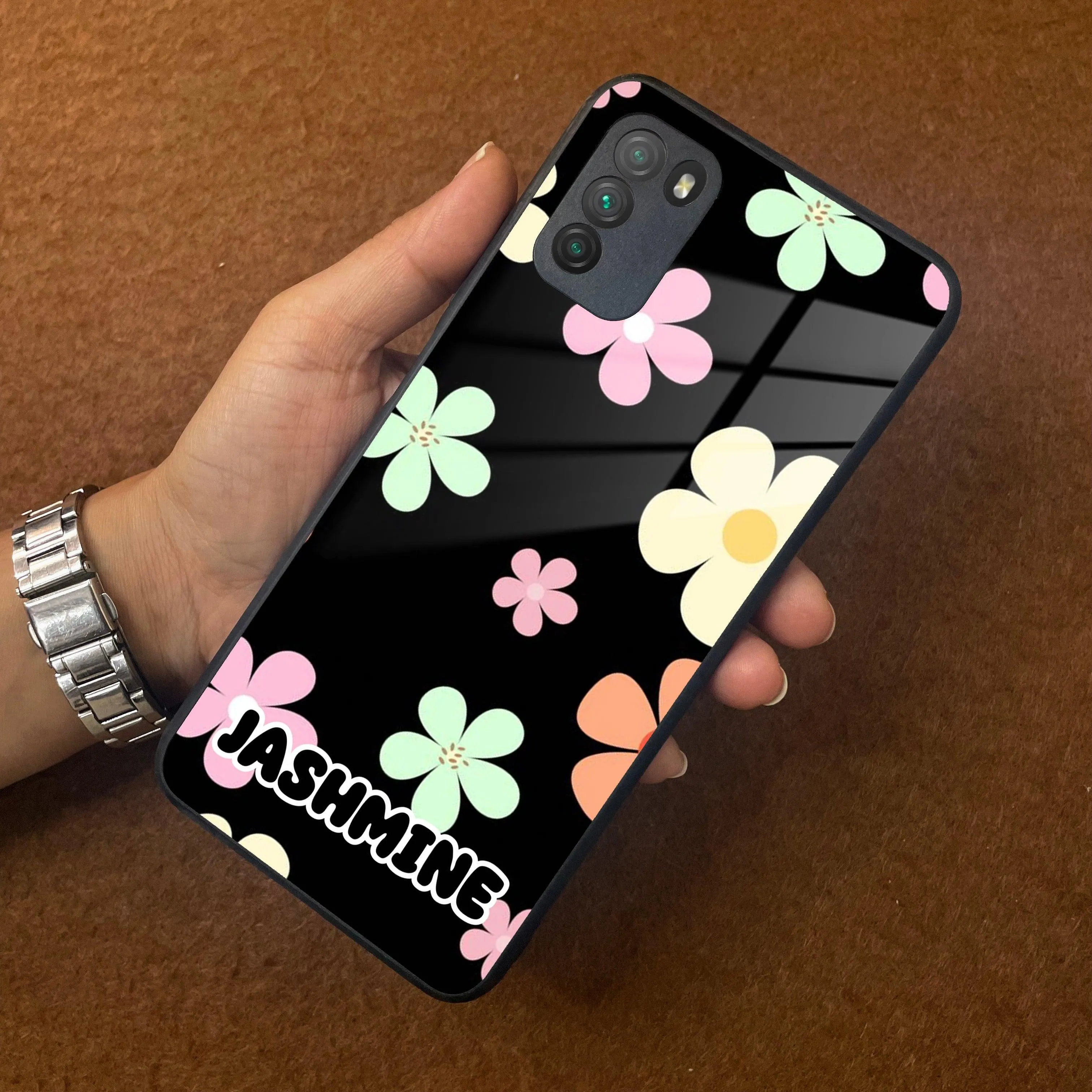 Colorfull  Daisy Floral Glass Case Cover For Poco