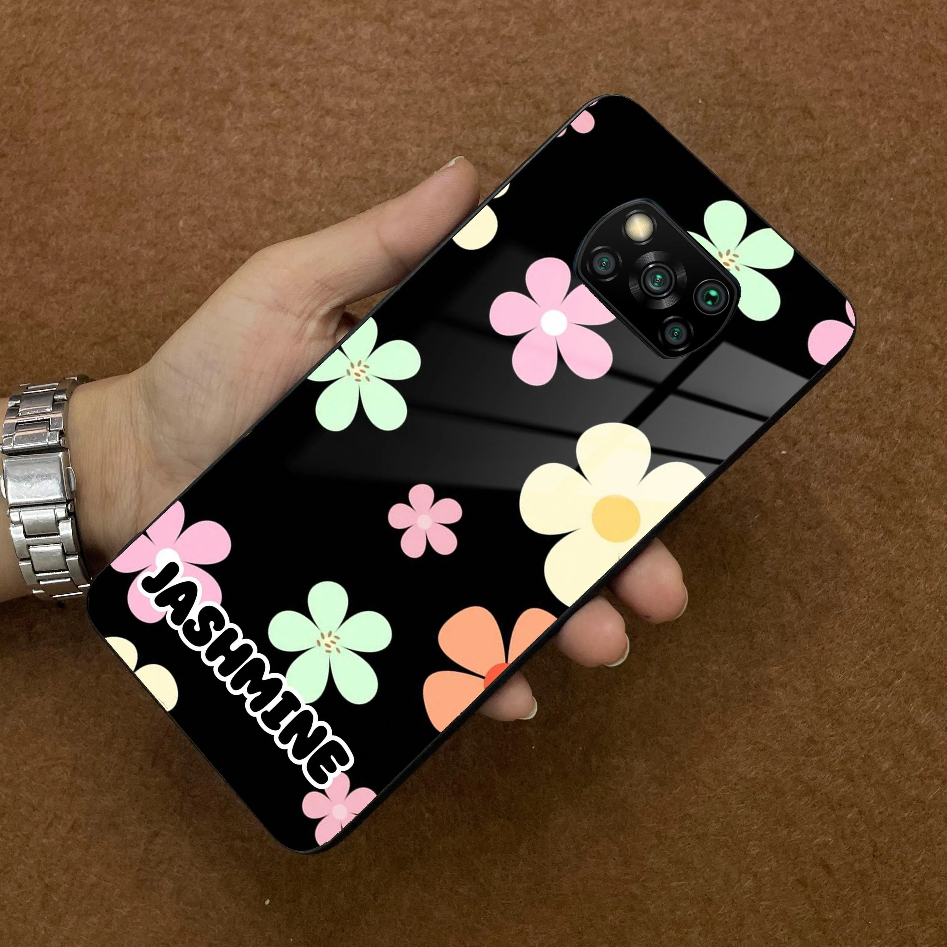 Colorfull  Daisy Floral Glass Case Cover For Poco