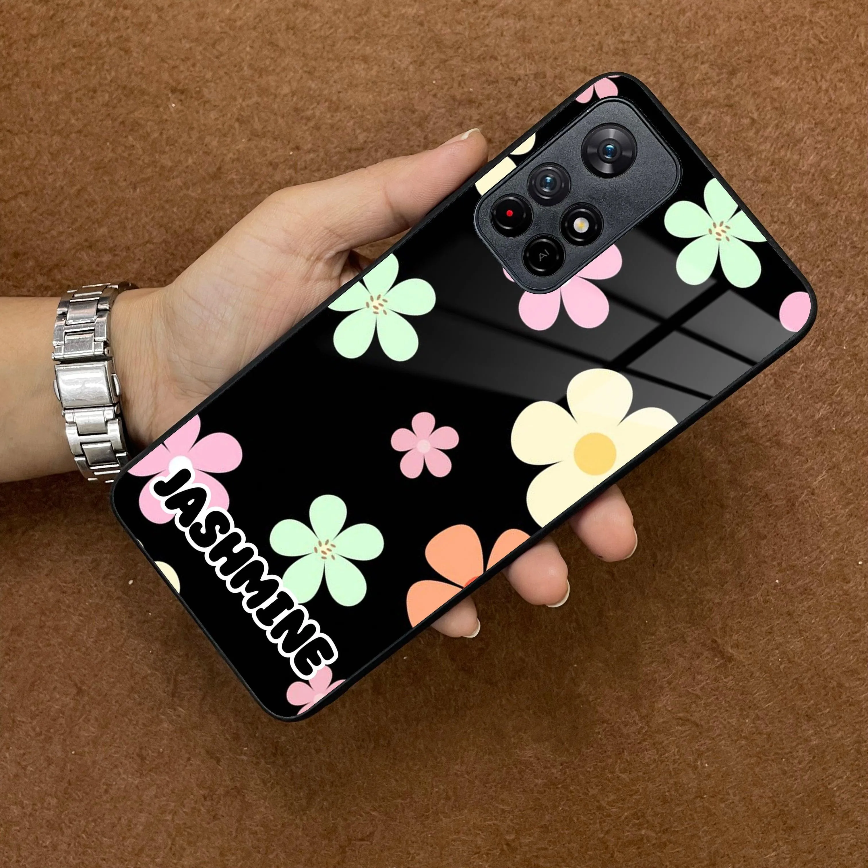 Colorfull  Daisy Floral Glass Case Cover For Poco
