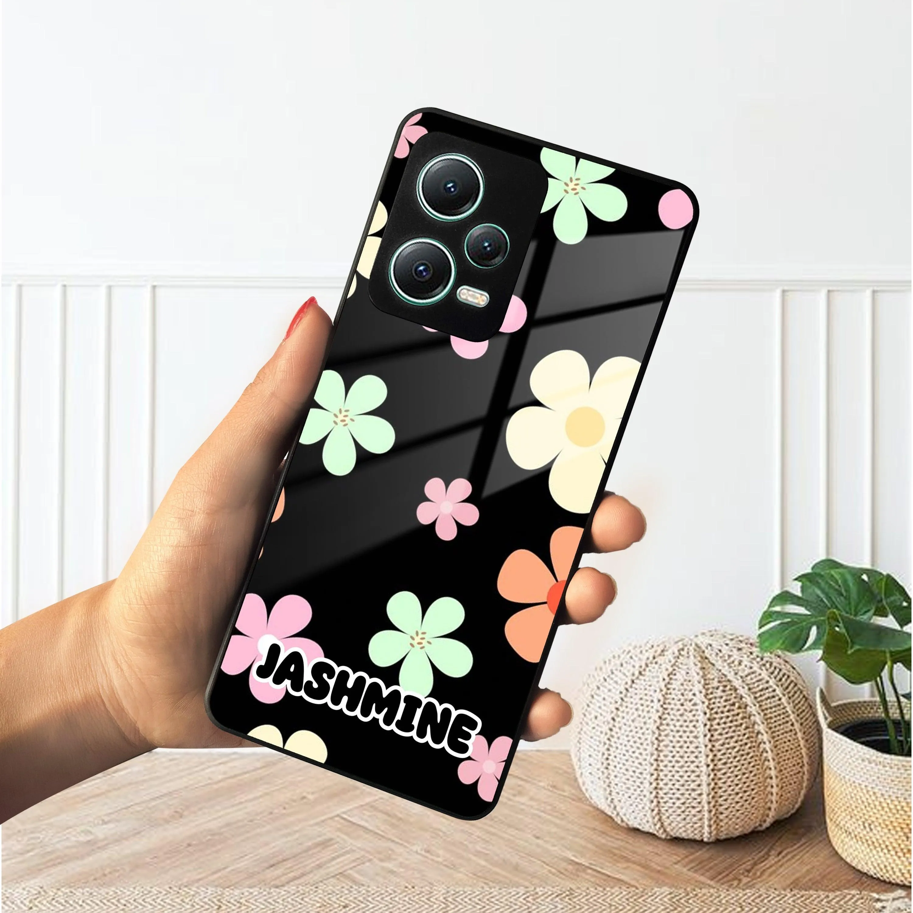 Colorfull  Daisy Floral Glass Case Cover For Poco
