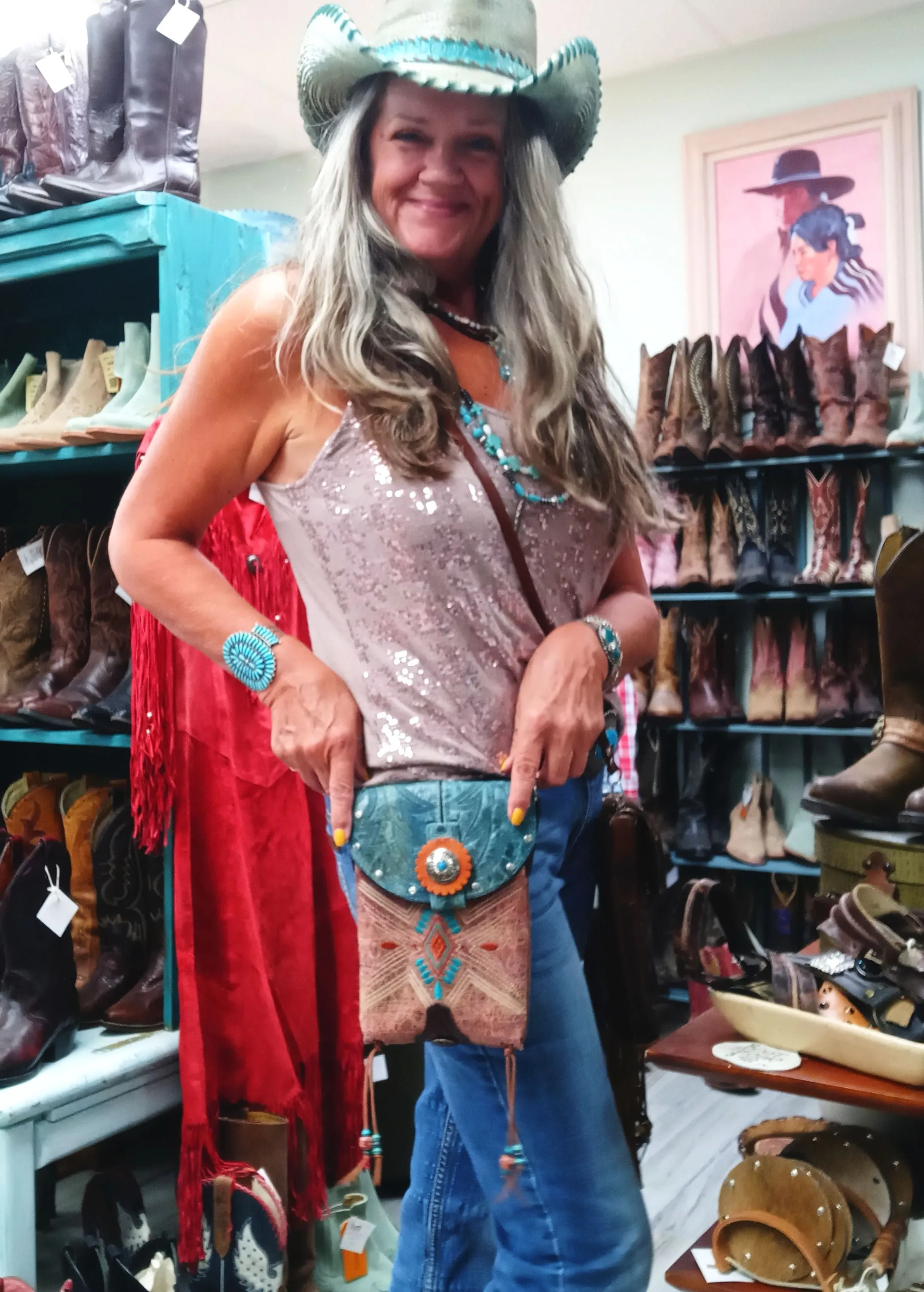 Cowboy Boot Crossbody Hipster Purse HP976