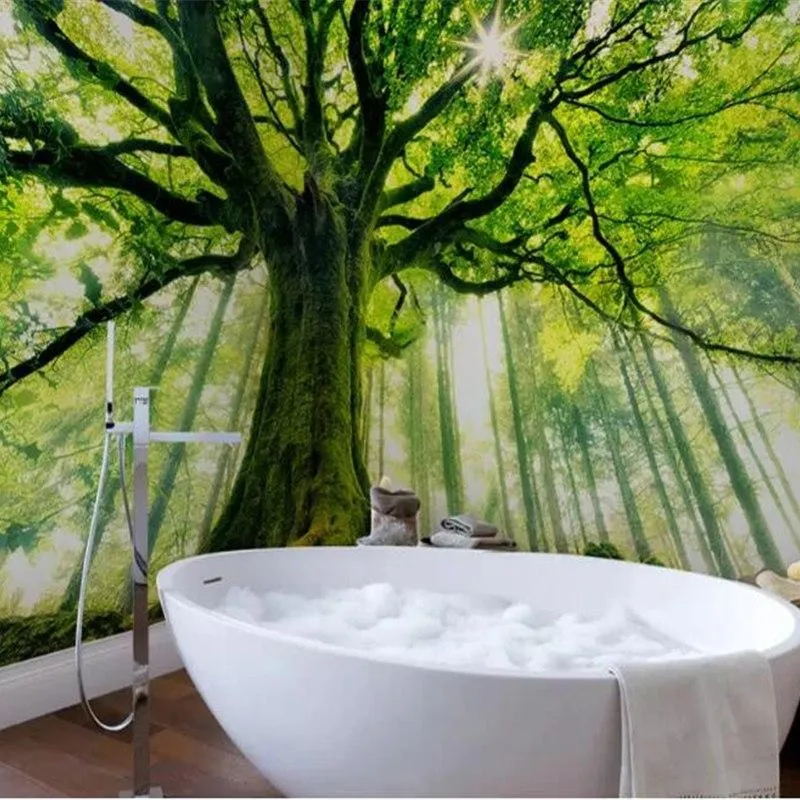 Custom Beautiful Tree Wallpaper Mural for Bathroom (㎡)